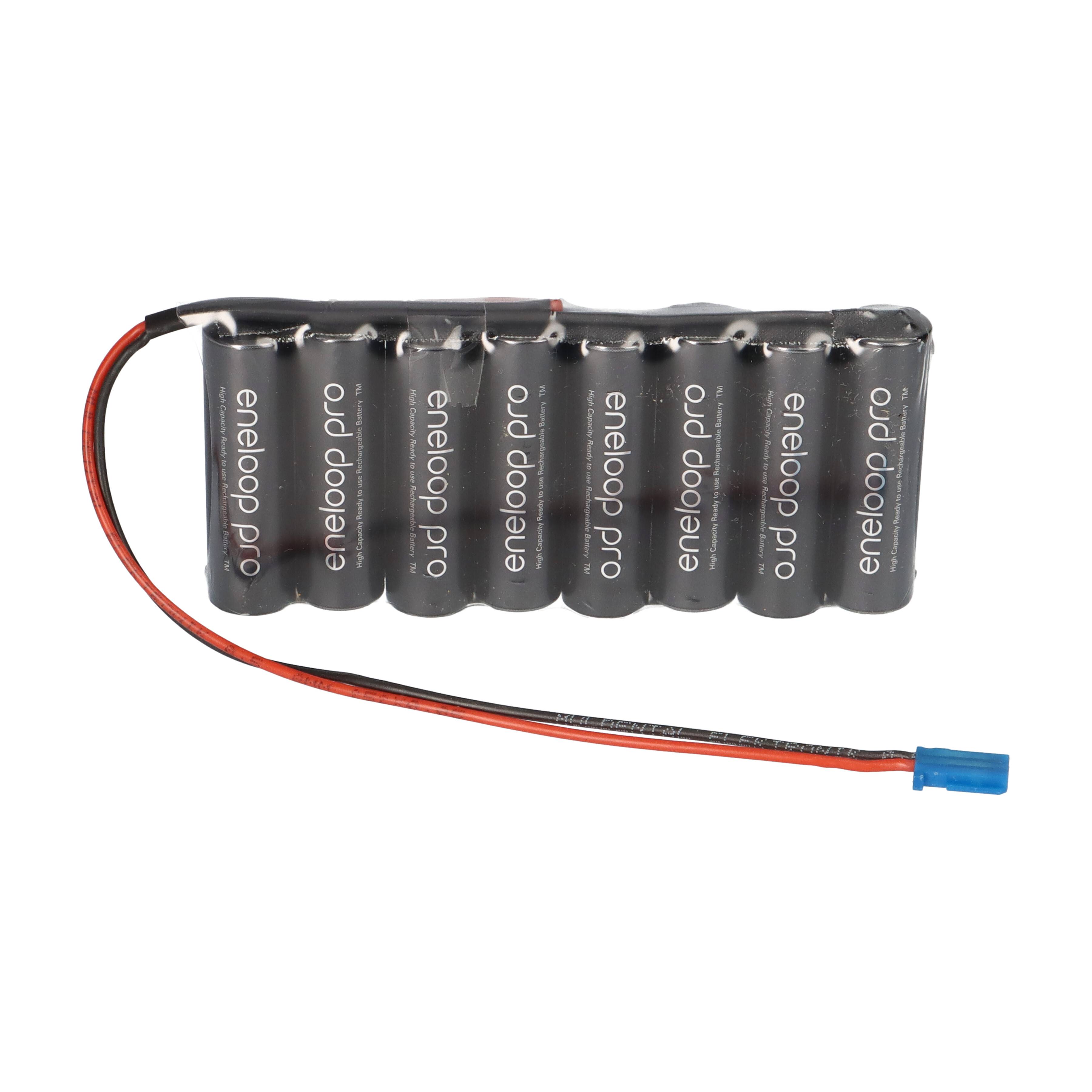 eneloop Akkupack 9,6V/2500 mAh - F1x8 passend f. Futaba Empfängerkab Zelle AA, HR-3UWX-4BP