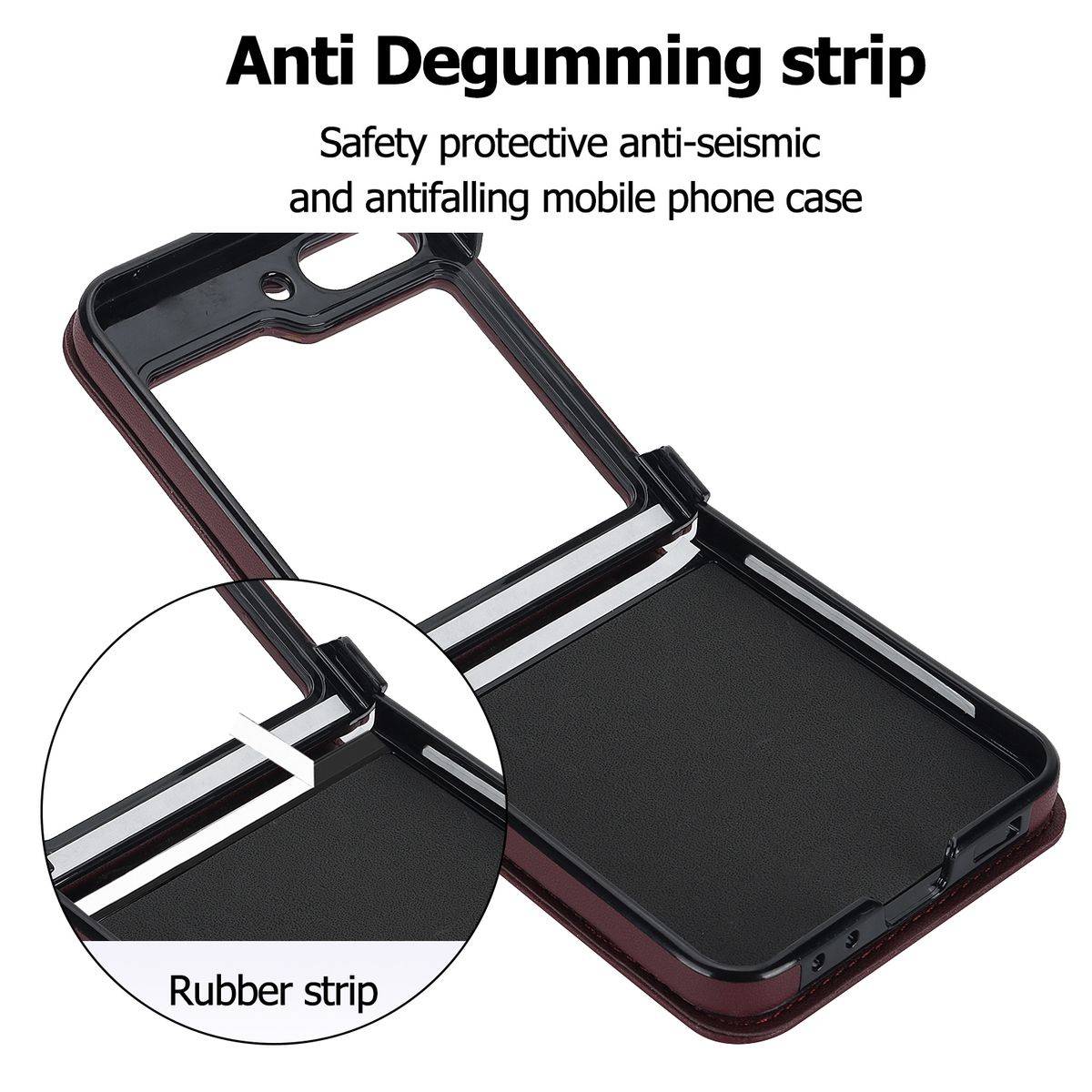 Für Samsung Galaxy Z Flip5 5G Kunstleder Handy Tasche + Umhängeband