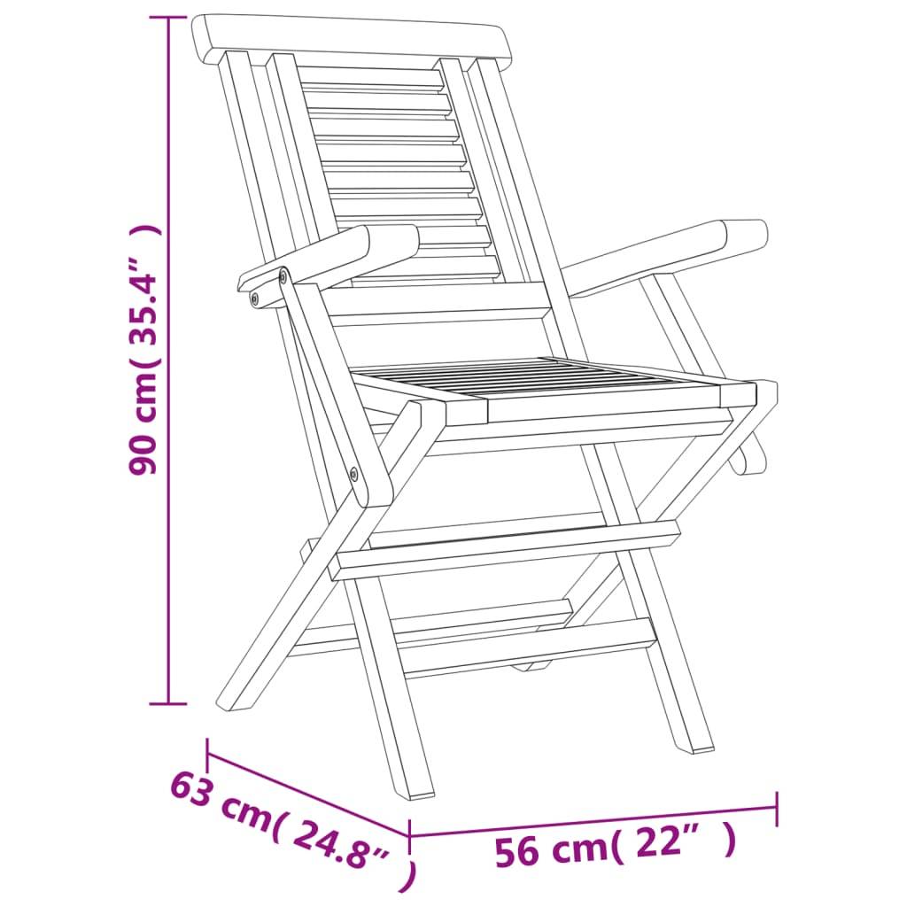 vidaXL Gartenstühle 4 Stk. Klappbar 56x63x90 cm Massivholz Teak