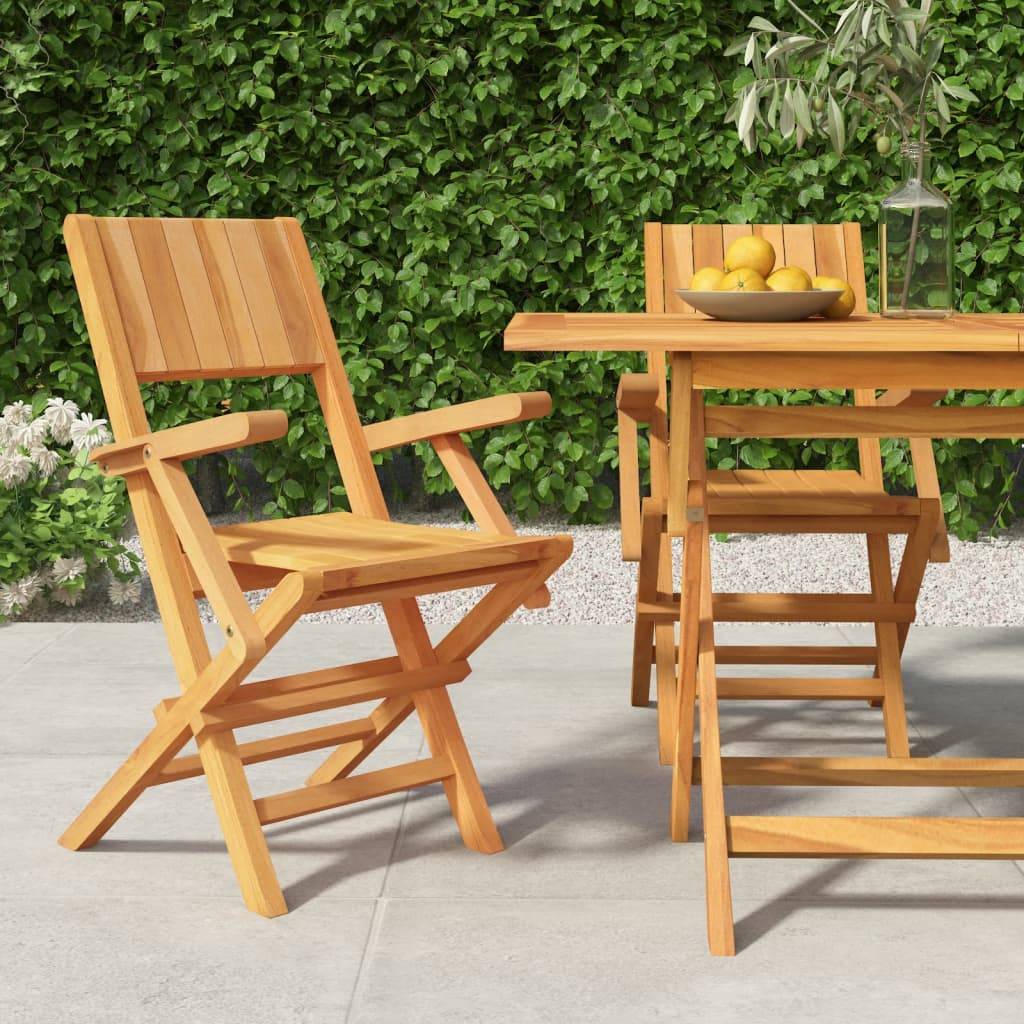 vidaXL Gartenstühle 2 Stk. Klappbar 55x61x90 cm Massivholz Teak