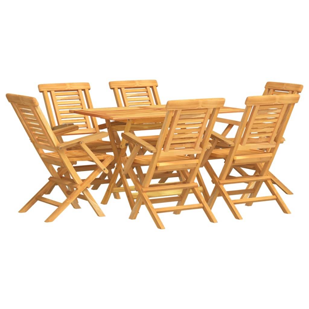 vidaXL 7-tlg. Garten-Essgruppe Massivholz Teak