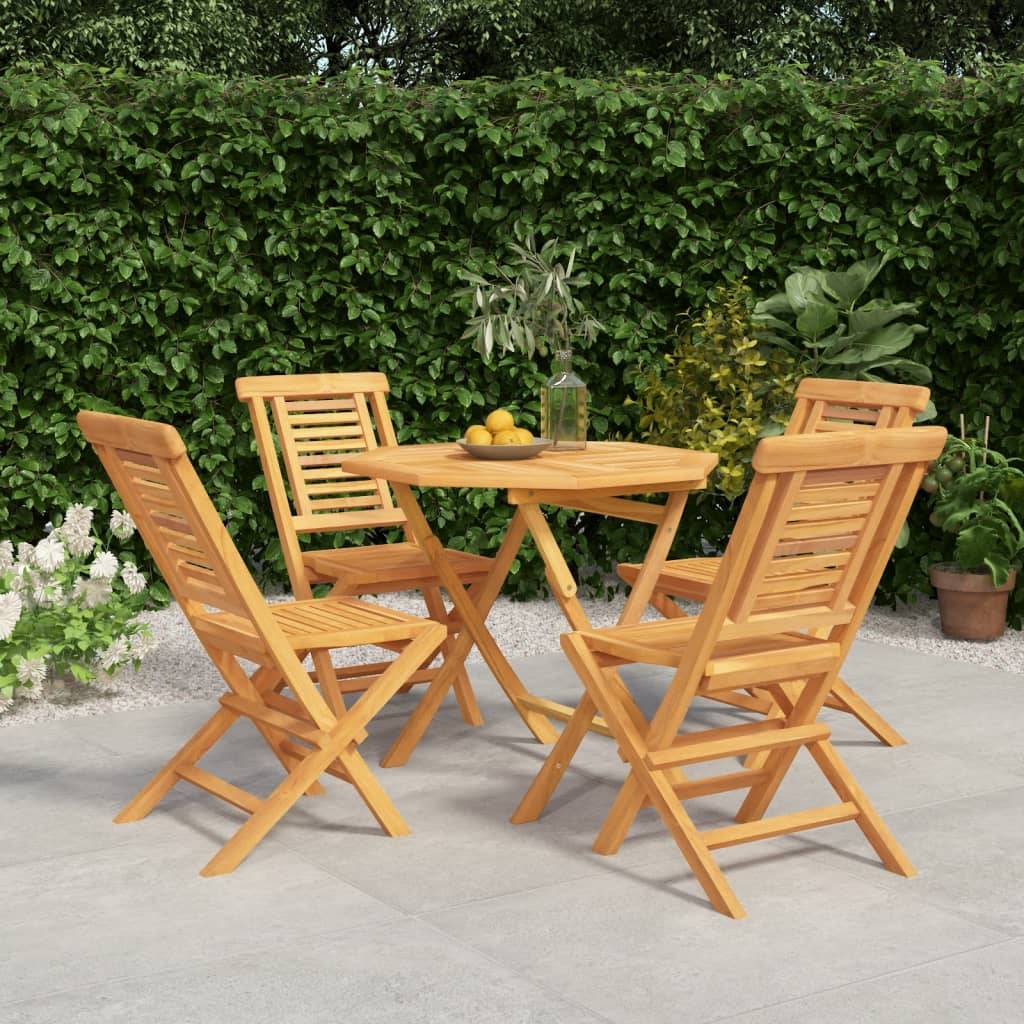 vidaXL 5-tlg. Garten-Essgruppe Massivholz Teak