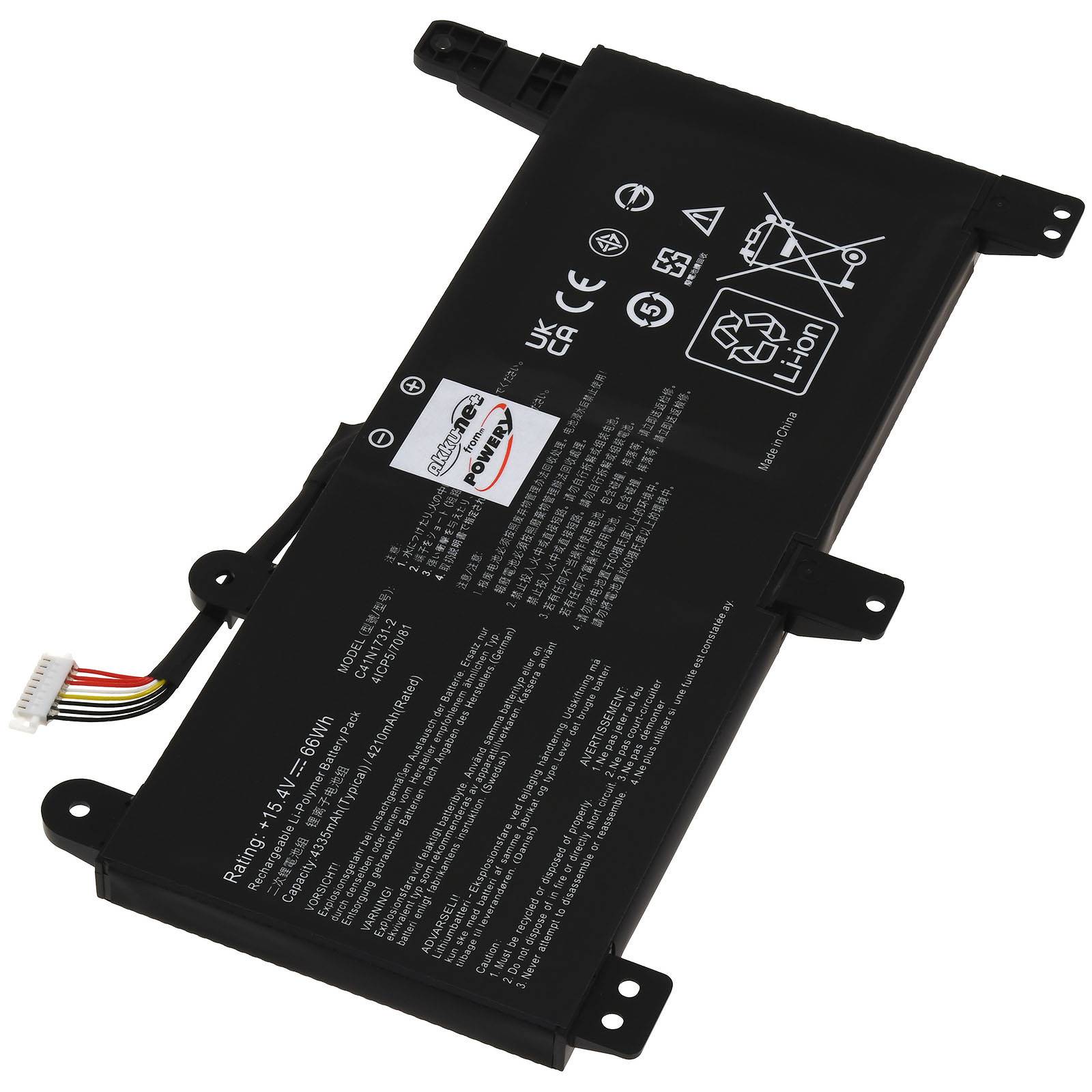 Powery Akku für Laptop Asus ROG Strix G G731GV-H7145, 15,4V, Li-Polymer