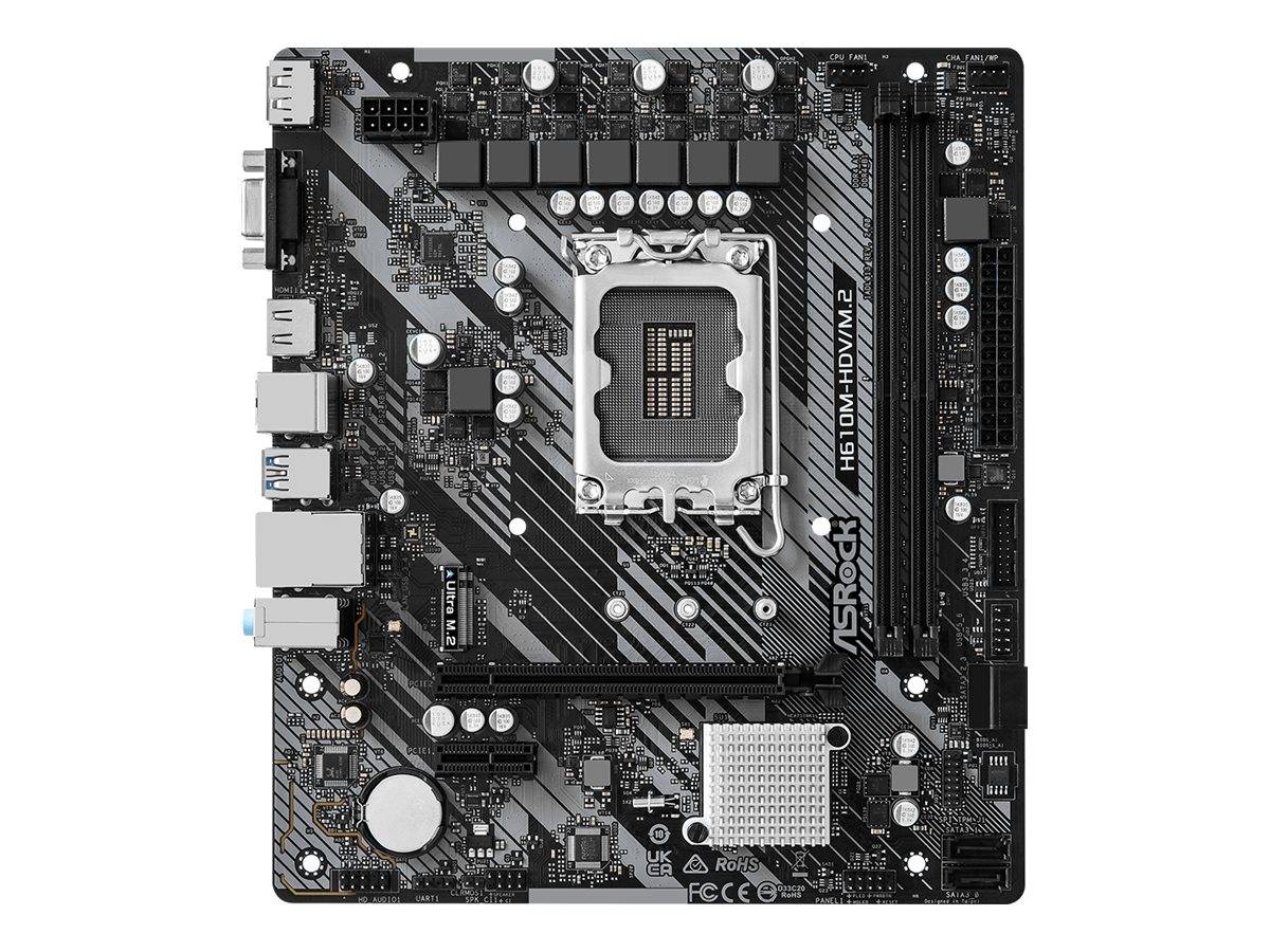 ASRock H610M-HDV/M.2 - 2.0 - Motherboard - micro ATX - LGA1700-Sockel - H610 Chipsatz - USB 3.2 Gen 1 - Gigabit LAN - Onboard-Grafik (CPU