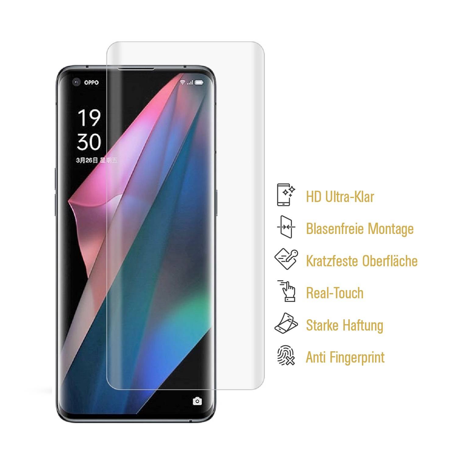 3x Hydrogel-Glass für Oppo Find X3 Pro Selbstheilend für Micro Kratzer 3D KLAR Panzerfolie Displayschutz Schutzfolie Screen-Protector