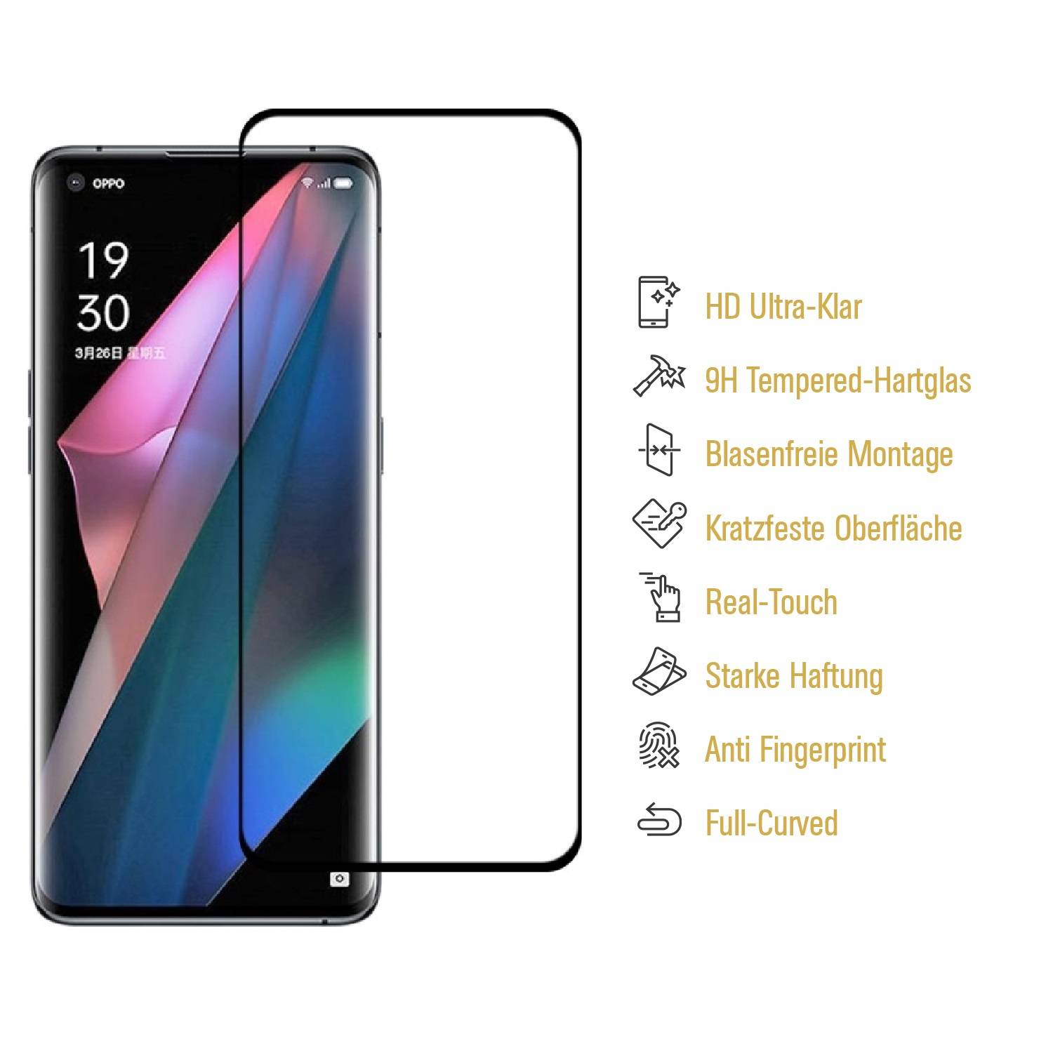 6x 9H Hartglas für Oppo Find X3 Pro FULL CURVED Displayschutz Panzerfolie 3D Panzerglas Schutzglas Schutzfolie Displayglas Glasfolie