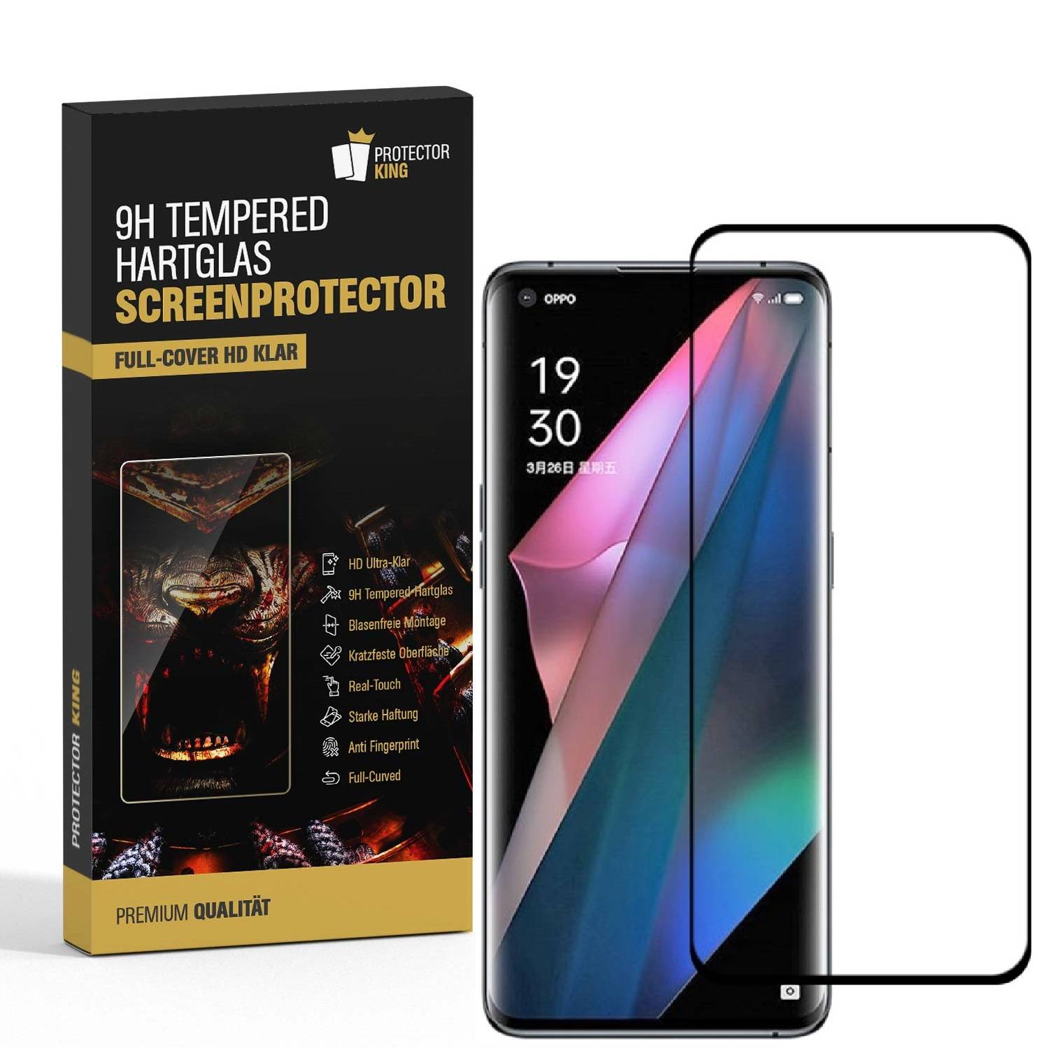 4x 9H Hartglas für Oppo Find X3 Pro FULL CURVED Displayschutz Panzerfolie 3D Panzerglas Schutzglas Schutzfolie Displayglas Glasfolie