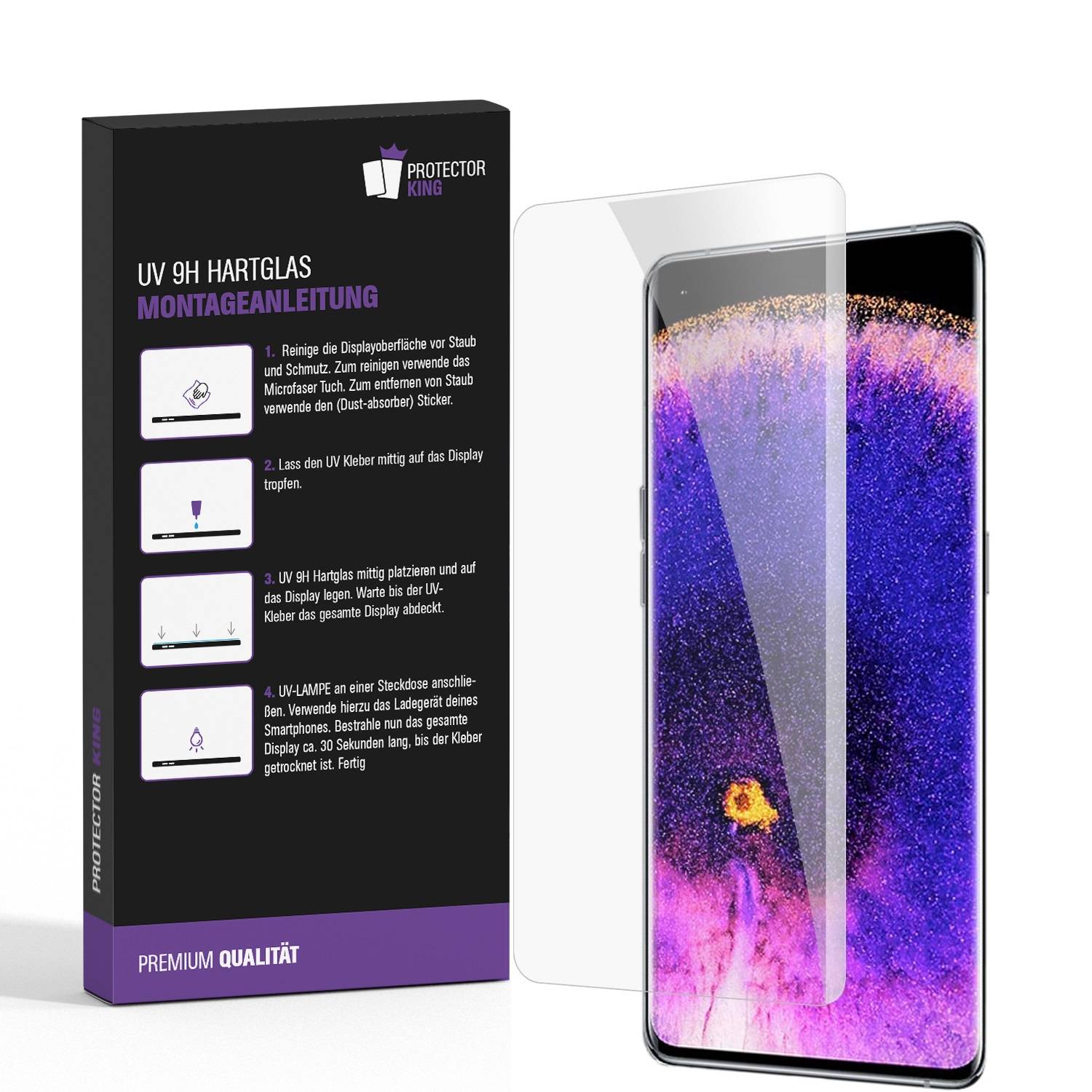 Kopie von 4x UV-Liquid 9H Panzerglas für Oppo Find X5 Pro 3D KLAR echtes Tempered Panzerhartglas Schutzglas Displayschutz Panzerfolie Schutzfolie