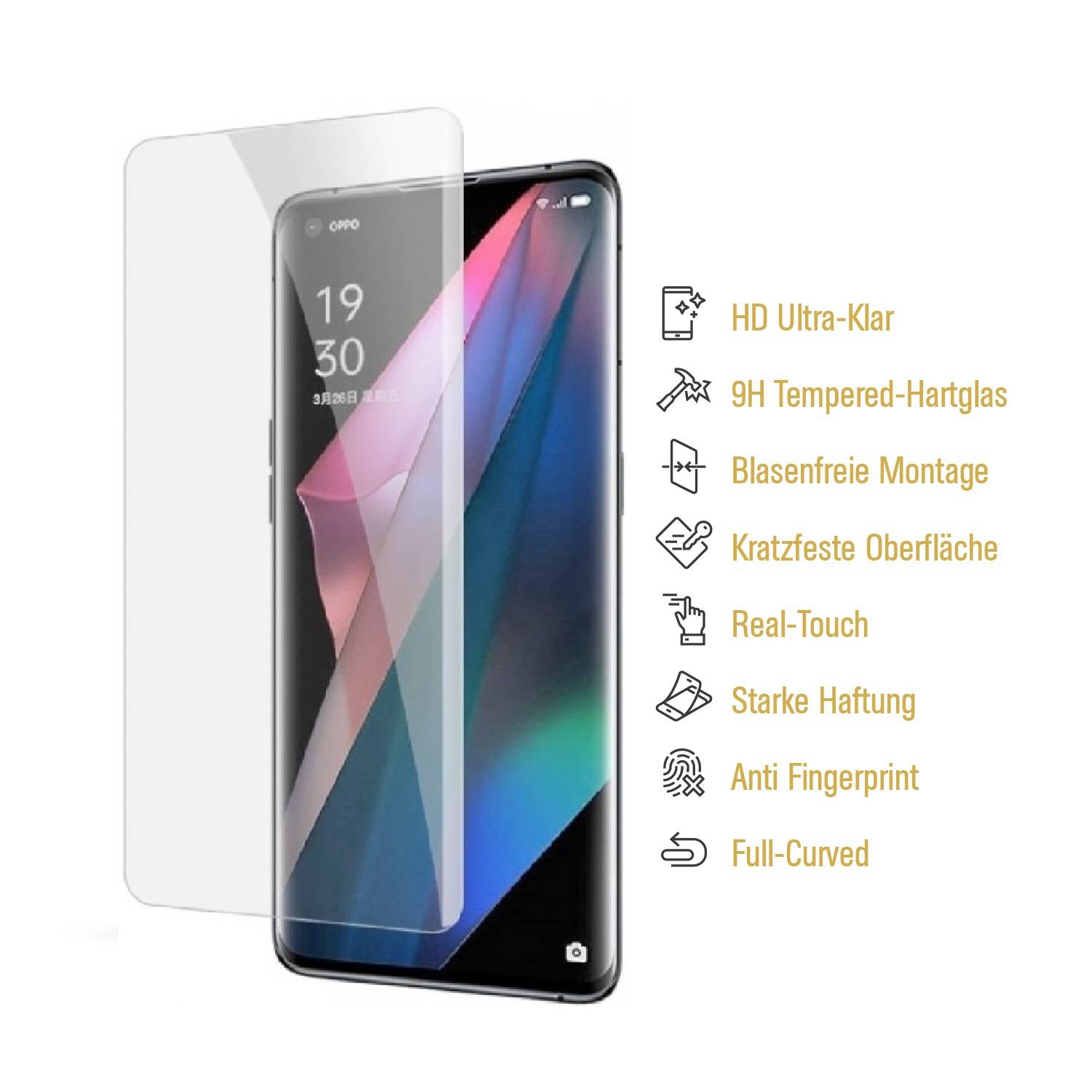 2x 9H Hartglas für Oppo Find X3 FULL Panzerfolie Displayschutz Schutzglas KLAR Panzerglas Schutzfolie