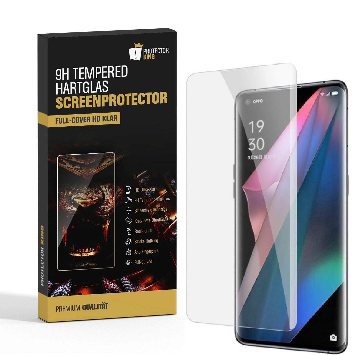 1x 9H Hartglas für Oppo Find X3 FULL Panzerfolie Displayschutz Schutzglas KLAR Panzerglas Schutzfolie