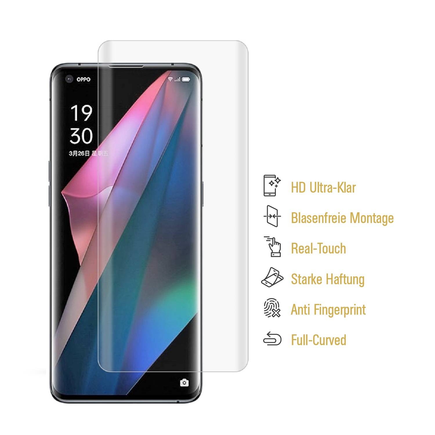 6x Displayfolie für Oppo Find X3 Pro FULL COVER Displayschutz Schutzfolie HD KLAR