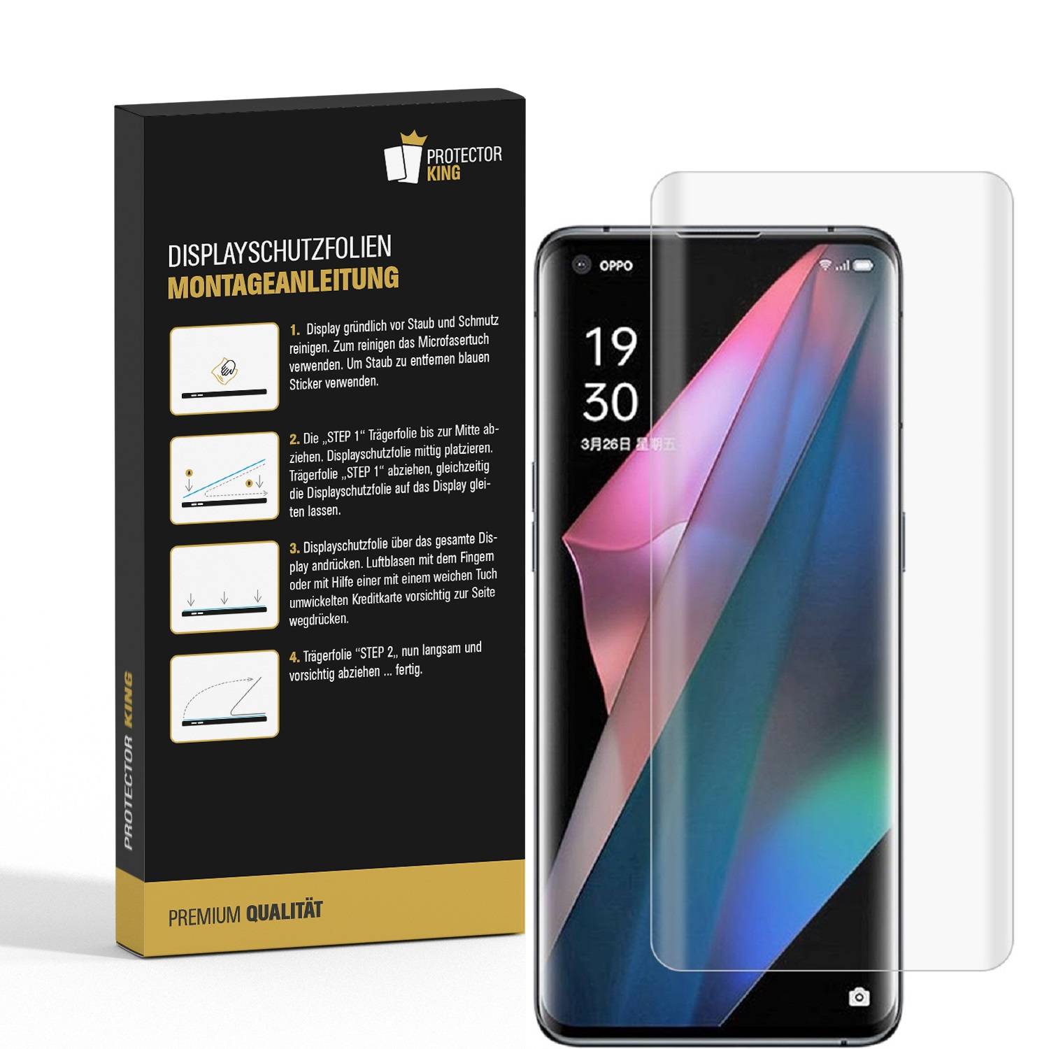 4x Panzerfolie für Oppo Find X5 Pro FULL CURVED Displayschutz Schutzfolie KLAR/ ANTI-SHOCK/ ANTI-KRATZ/ ANTI-BRUCH/ ANTI-SCHMUTZ