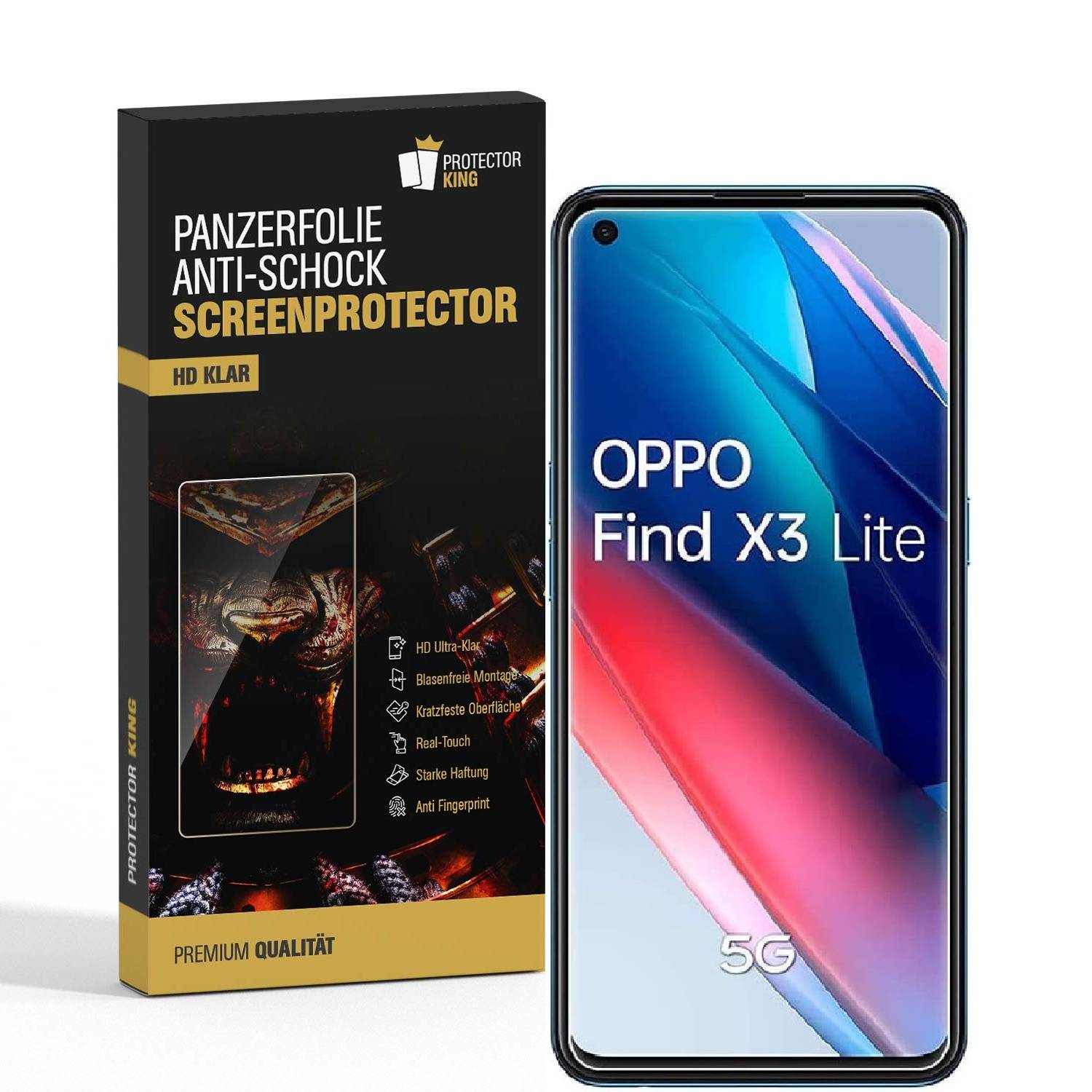 6x Panzerfolie für Oppo Find X3 Lite ANTI-SCHOCK Displayschutz Schutzfolie HD KLAR Displayfolie Folie