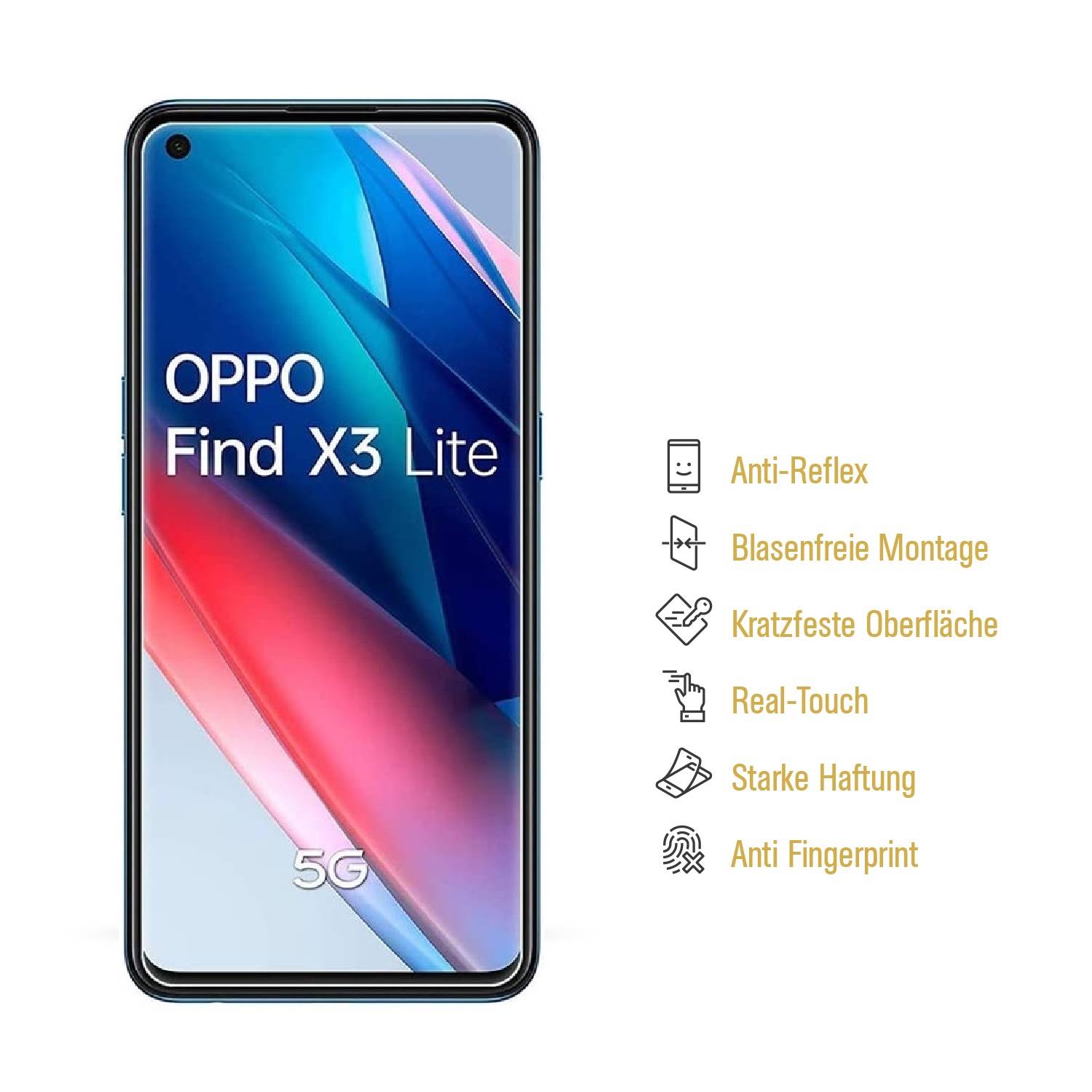 3x Panzerfolie für Oppo Find X3 Lite ANTI-REFLEX Displayschutz Schutzfolie MATT