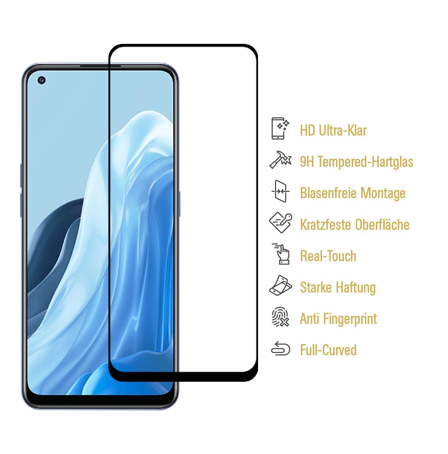 3x 9H Hartglas für Oppo Find X5 Lite FULL COVER Displayschutz Panzerfolie Schutzfolie Panzerglas Schutzglas Displayglas Tempered Glasfolie