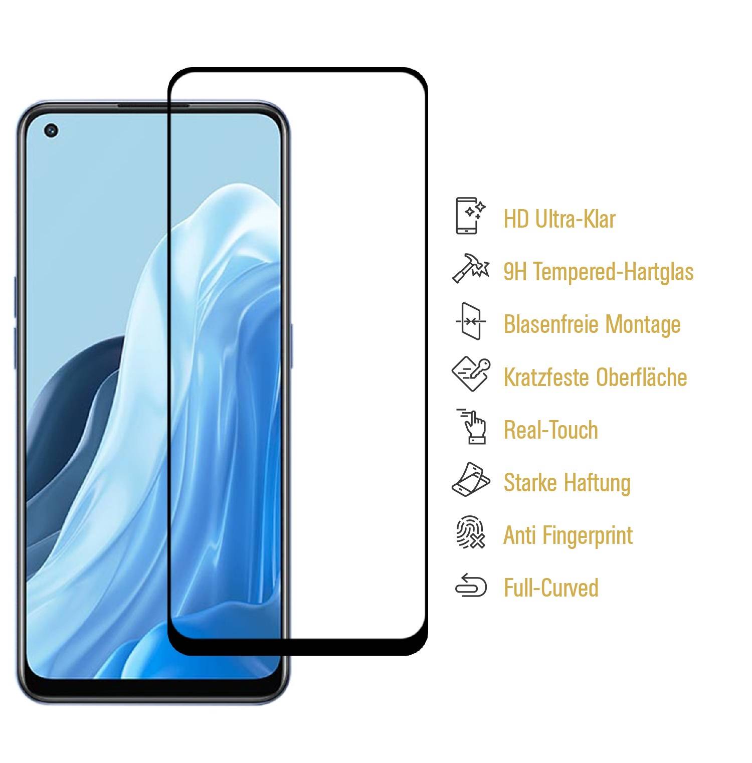 3x 9H Hartglas für Oppo Reno 7 FULL COVER Displayschutz Panzerfolie Schutzfolie Panzerglas Schutzglas Displayglas Tempered Glasfolie Sicherheitsglas