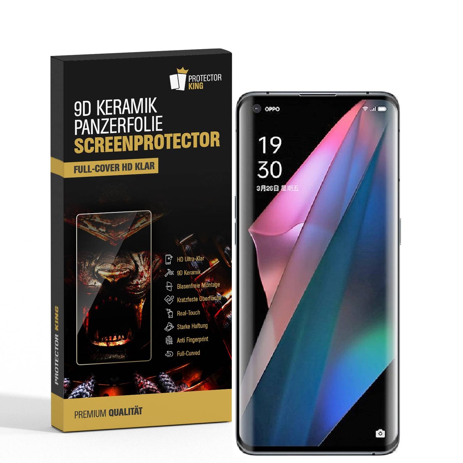 3x 9D Keramik-Glass für Oppo Find X3 Pro FULL COVER 3D KLAR Panzerfolie Displayschutz Schutzfolie Ceramic Screen-Protector