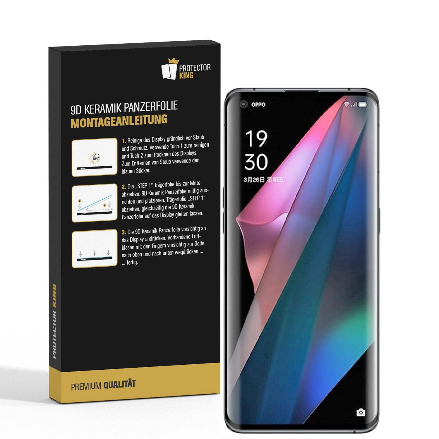 3x 9D Keramik-Glass für Oppo Find X3 Pro FULL COVER 3D KLAR Panzerfolie Displayschutz Schutzfolie Ceramic Screen-Protector