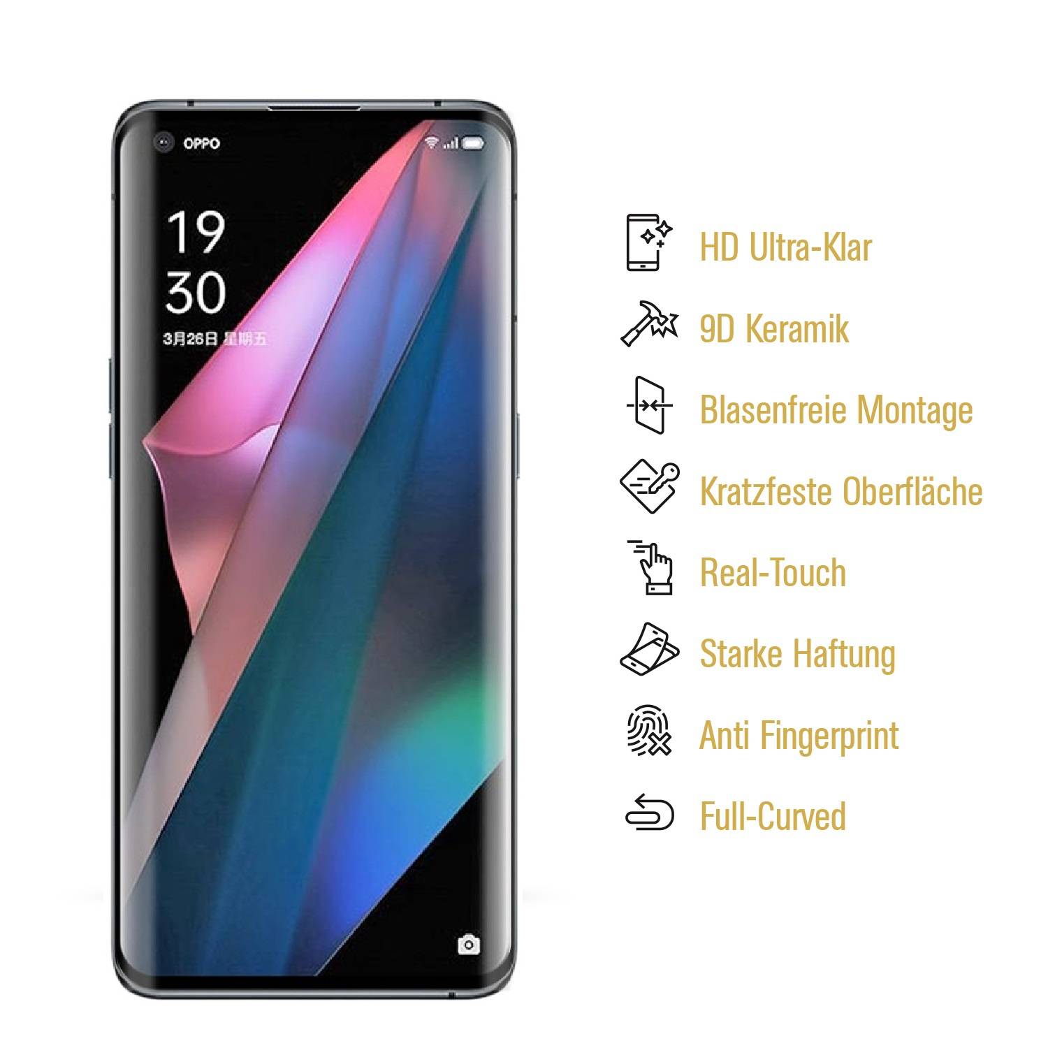 2x 9D Keramik-Glass für Oppo Find X3 Pro FULL COVER 3D KLAR Panzerfolie Displayschutz Schutzfolie Ceramic Screen-Protector