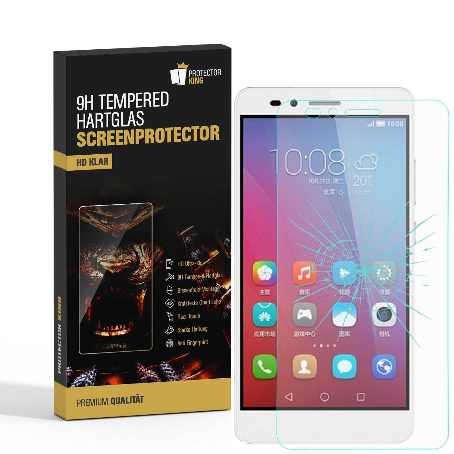 3x 9H Hartglasfolie für Huawei Honor 5X Panzerfolie Schutzglas Schutzfolie KLAR Panzerglas Schutzfolie