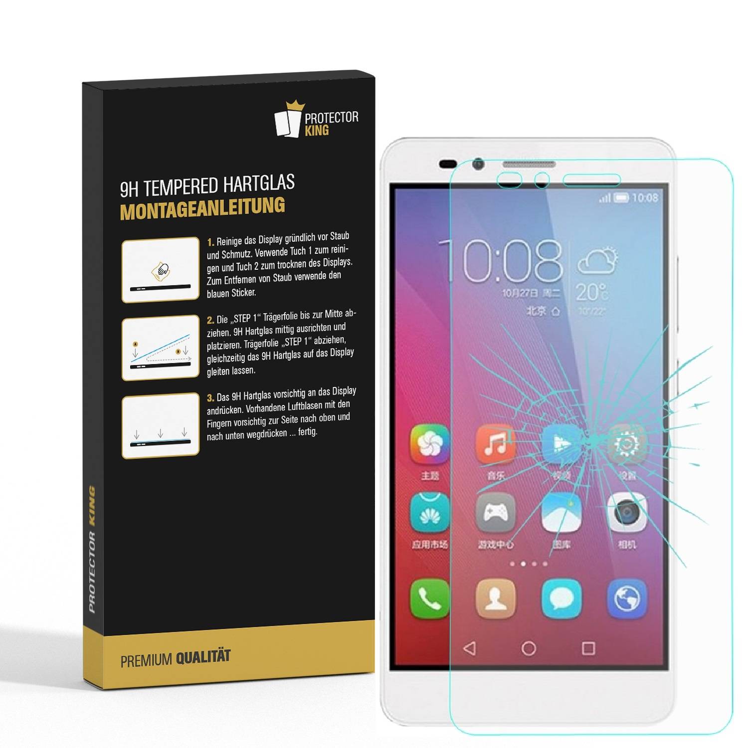 1x 9H Hartglasfolie für Huawei Honor 5X Panzerfolie Schutzglas Schutzfolie KLAR Panzerglas Schutzfolie