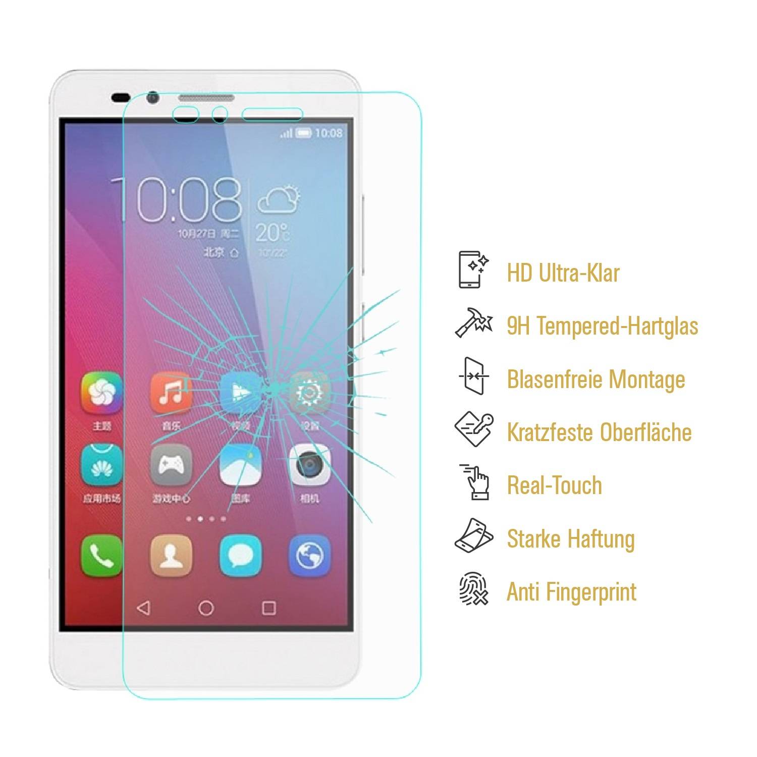 2x 9H Hartglasfolie für Huawei Honor 5X Panzerfolie Schutzglas Schutzfolie KLAR Panzerglas Schutzfolie