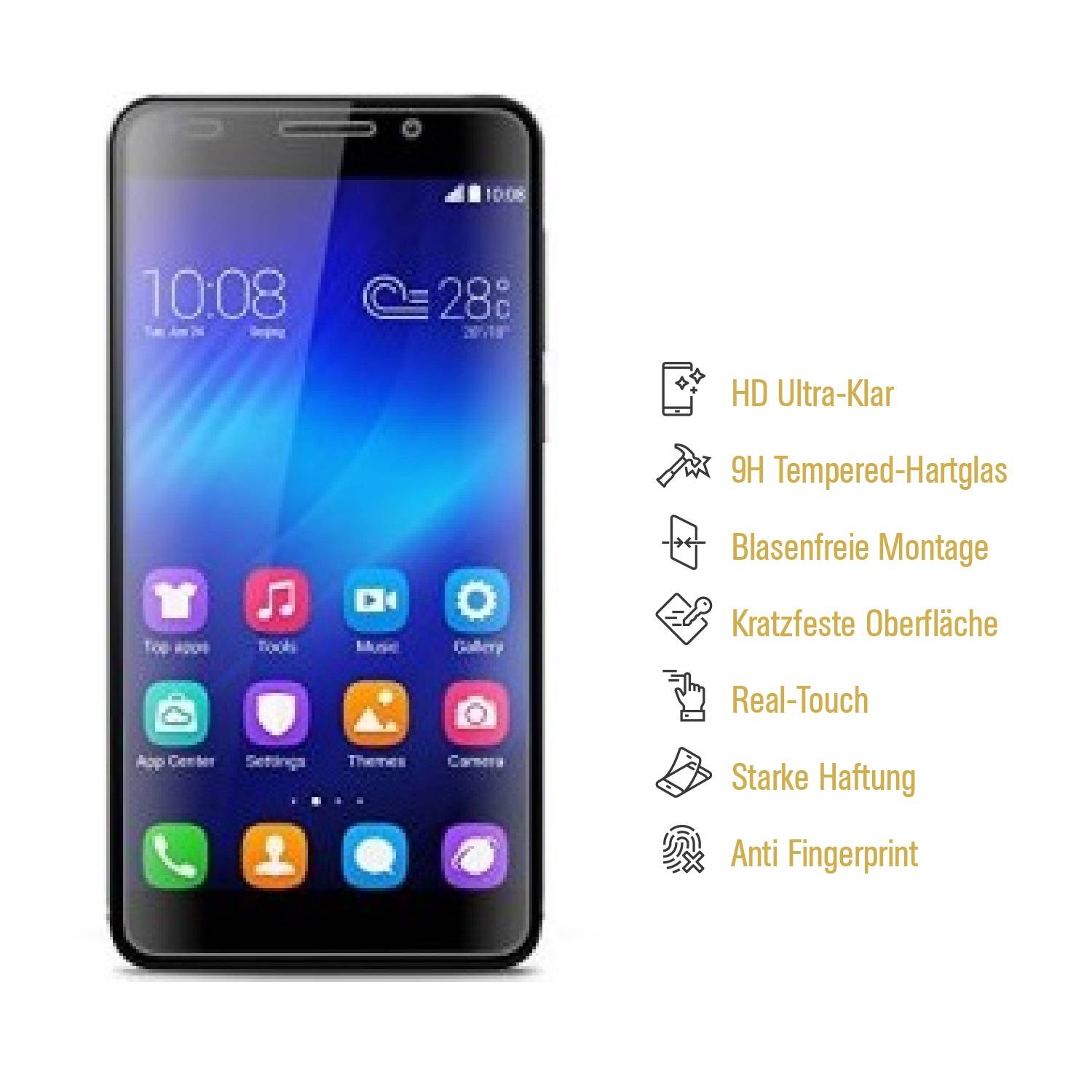 4x 9H Hartglas für Huawei Honor 6 Panzerfolie Schutzglas Displayfolie HD KLAR Panzerglas Schutzfolie