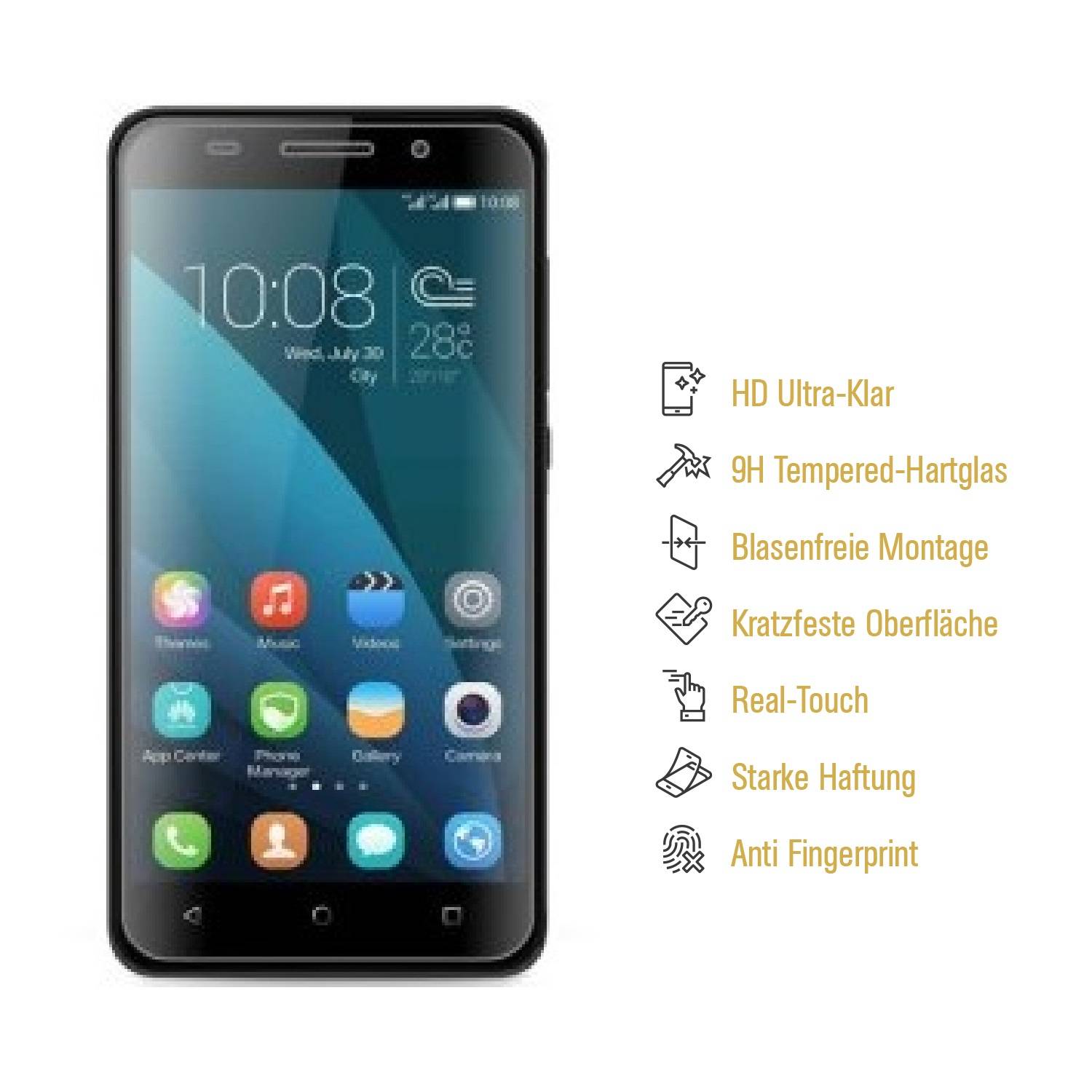 2x 9H Hartglasfolie für Huawei Honor 4X Panzerfolie Displayschutzfolie HD KLAR Panzerglas Schutzfolie