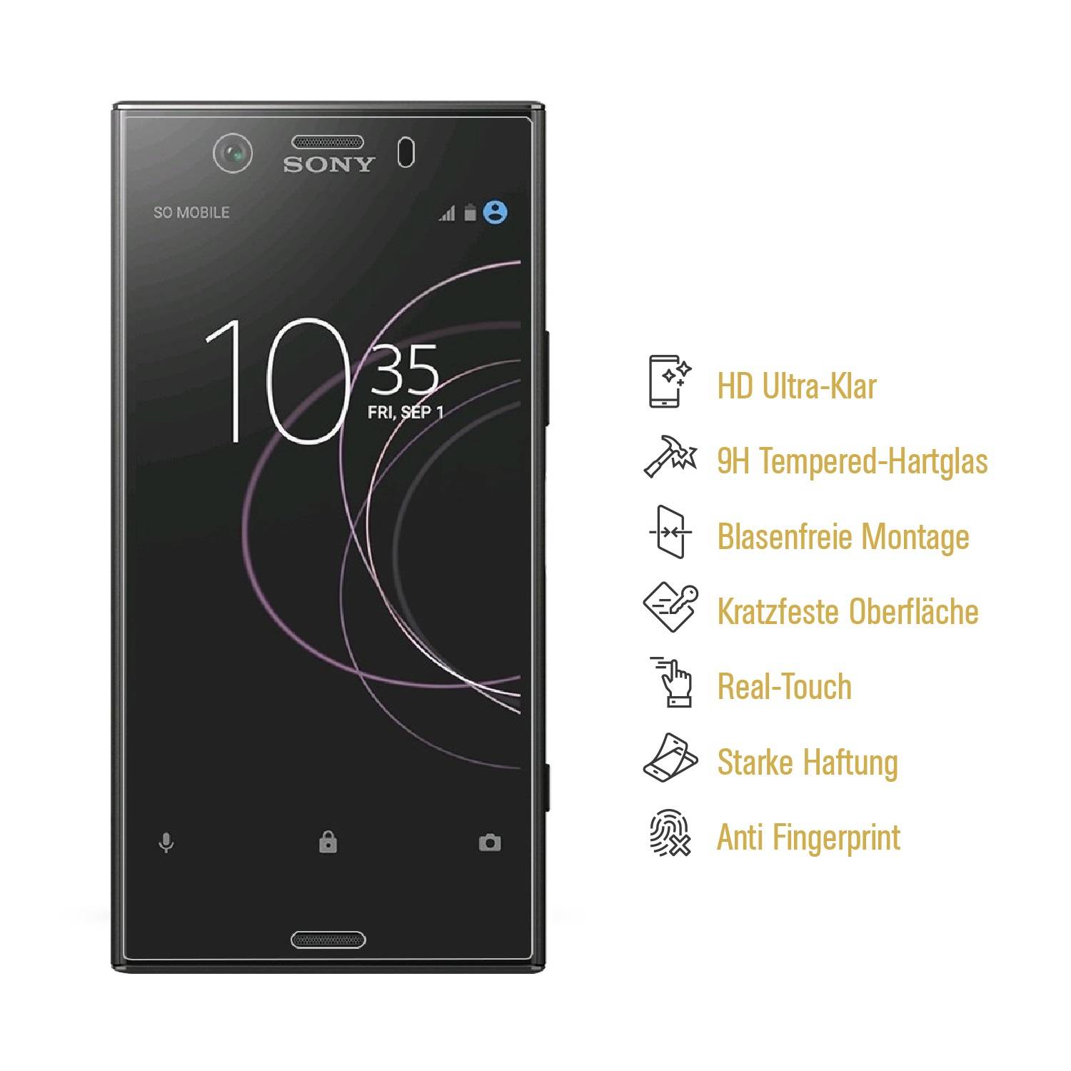 1x 9H Hartglas für Sony Xperia XZ1 Compact Panzerfolie Displayschutz Schutzfolie HD KLAR Panzerglas Schutzglas Glasfolie Displayglas