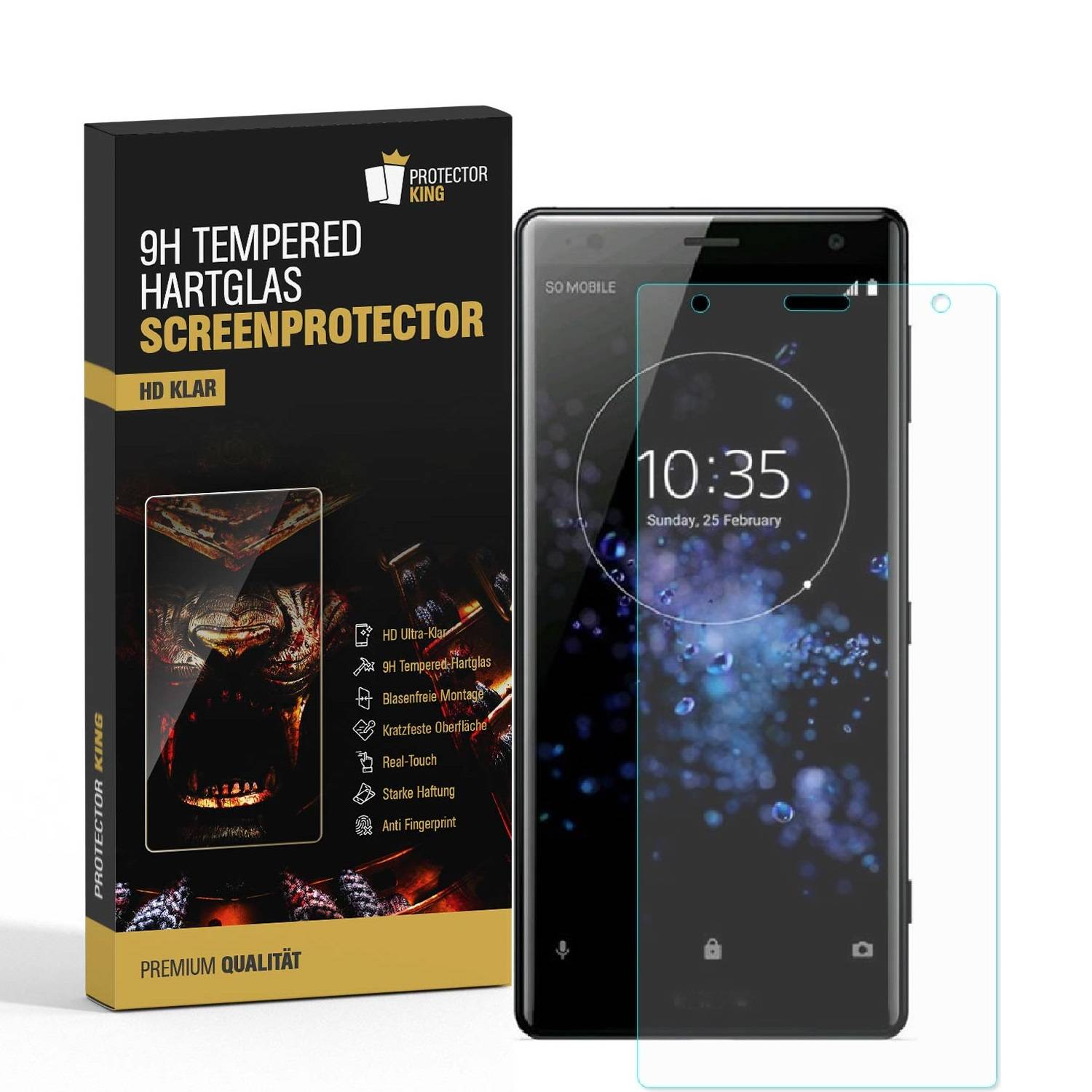 2x 9H Hartglas für Sony Xperia XZ2 Panzerfolie Displayschutz Schutzfolie HD KLAR Panzerglas Schutzglas Glasfolie Displayglas