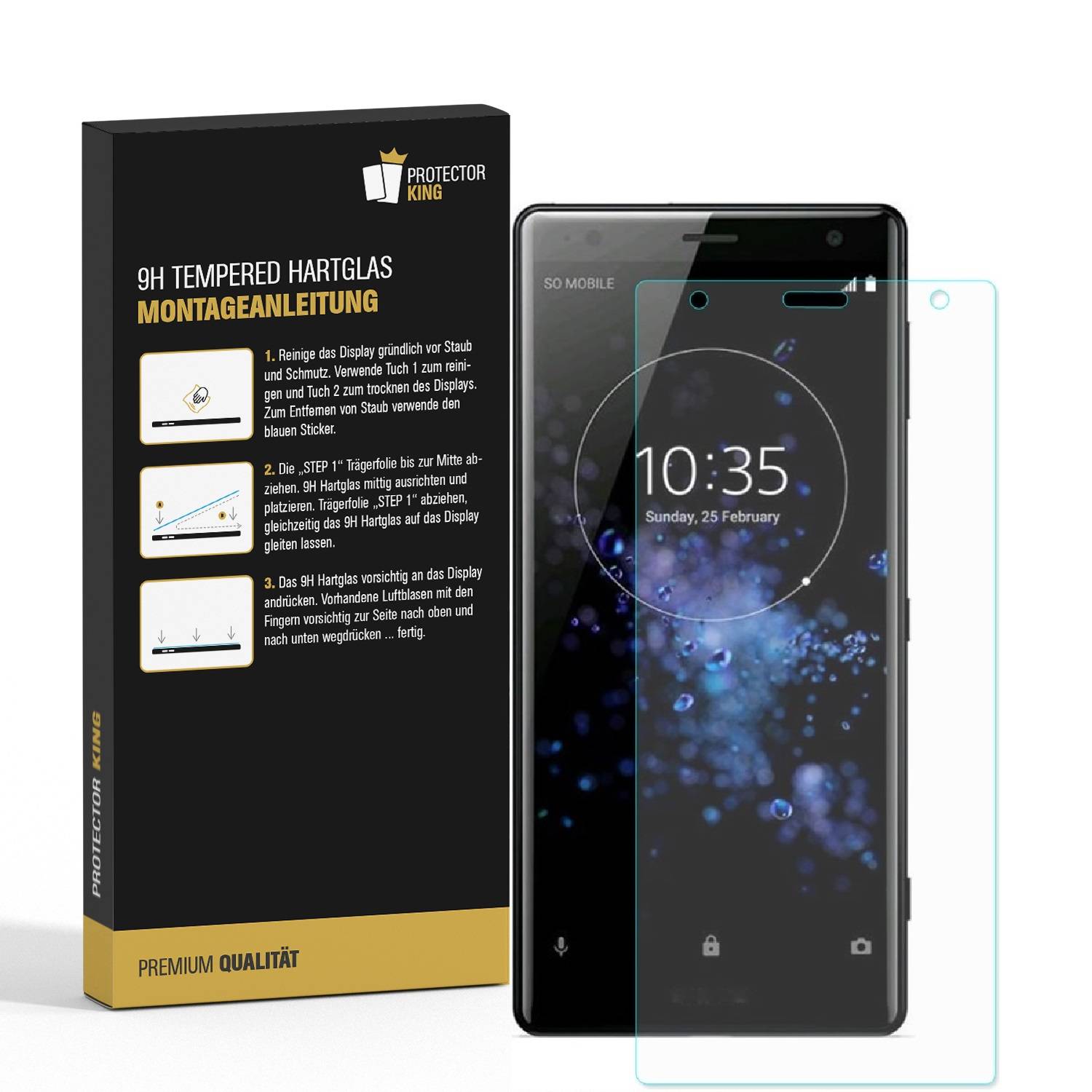 2x 9H Hartglas für Sony Xperia XZ2 Panzerfolie Displayschutz Schutzfolie HD KLAR Panzerglas Schutzglas Glasfolie Displayglas