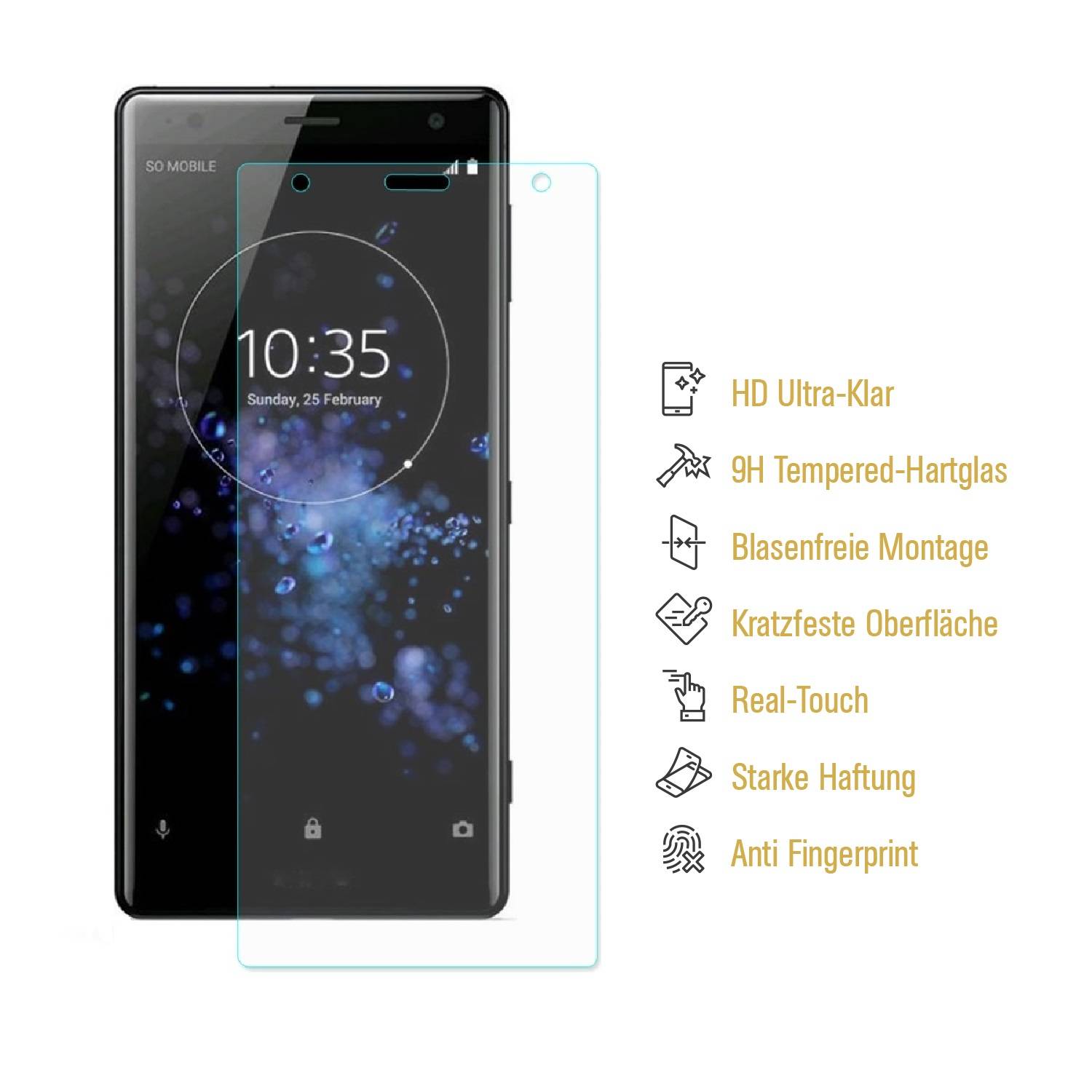 2x 9H Hartglas für Sony Xperia XZ2 Panzerfolie Displayschutz Schutzfolie HD KLAR Panzerglas Schutzglas Glasfolie Displayglas