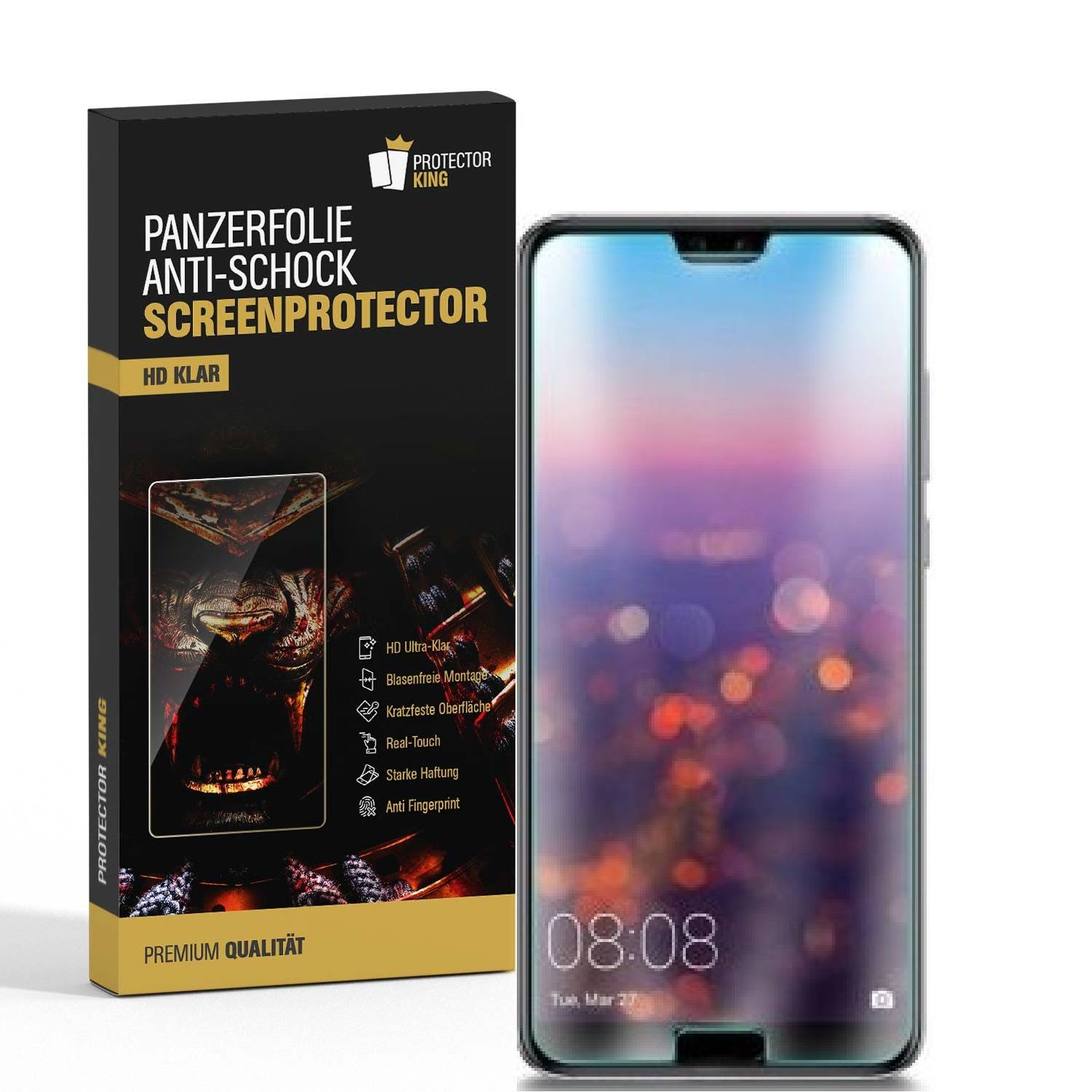 3x Panzerfolie für Huawei Honor 10 ANTI-SCHOCK Displayschutzfolie HD ULTRA KLAR