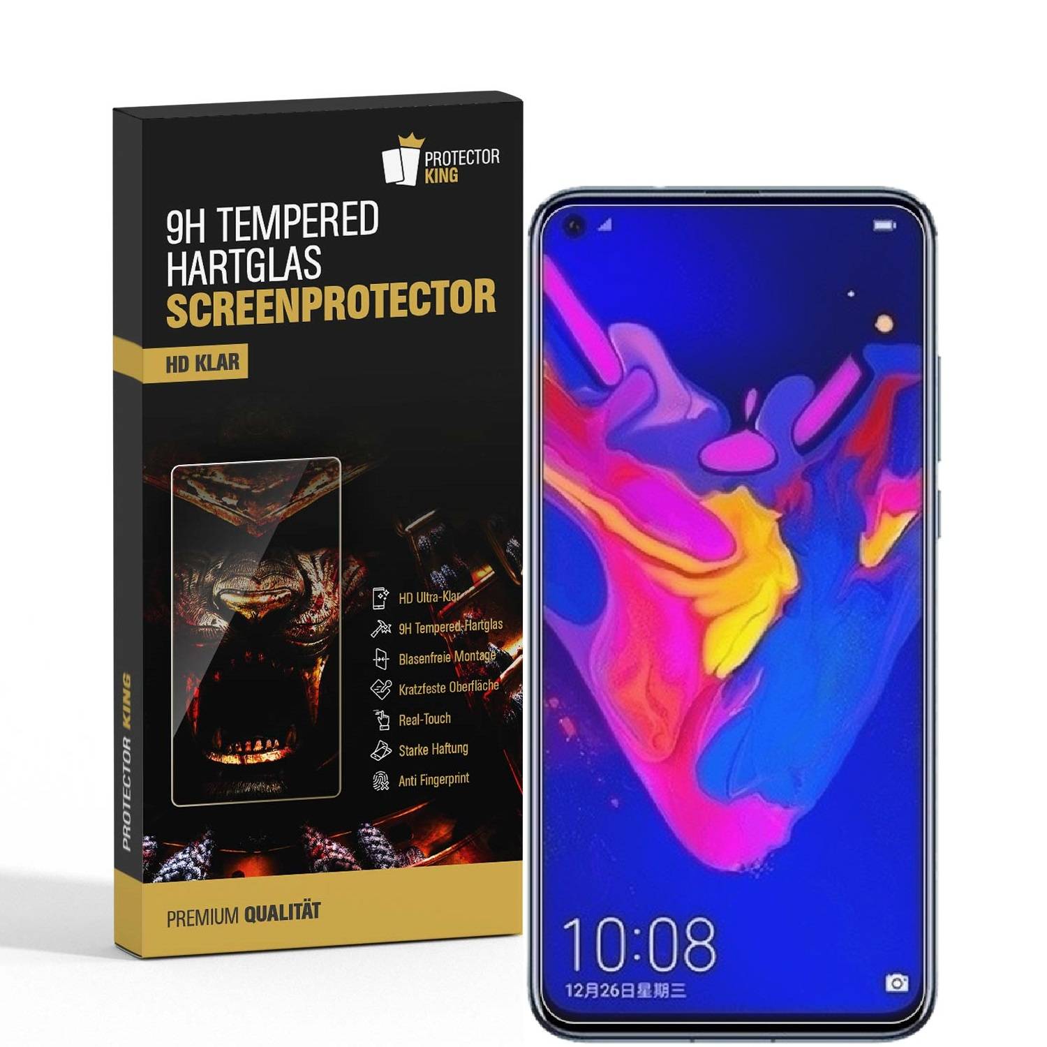 1x 9H Hartglasfolie für Huawei Honor View 20 Panzerfolie Displayschutzfolie KLAR Panzerglas Schutzfolie