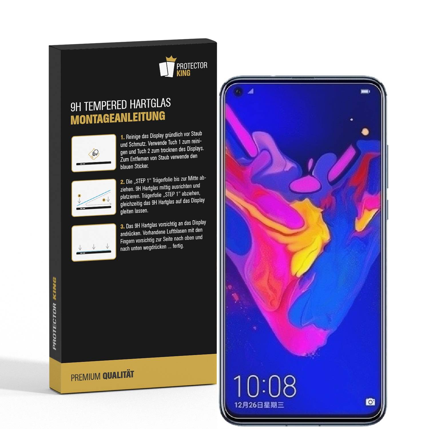 1x 9H Hartglasfolie für Huawei Honor View 20 Panzerfolie Displayschutzfolie KLAR Panzerglas Schutzfolie