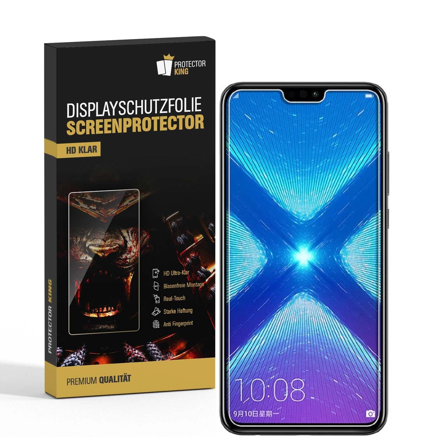 4x Displayschutzfolie für Huawei Honor 8X Displayfolie Schutzfolie HD KLAR