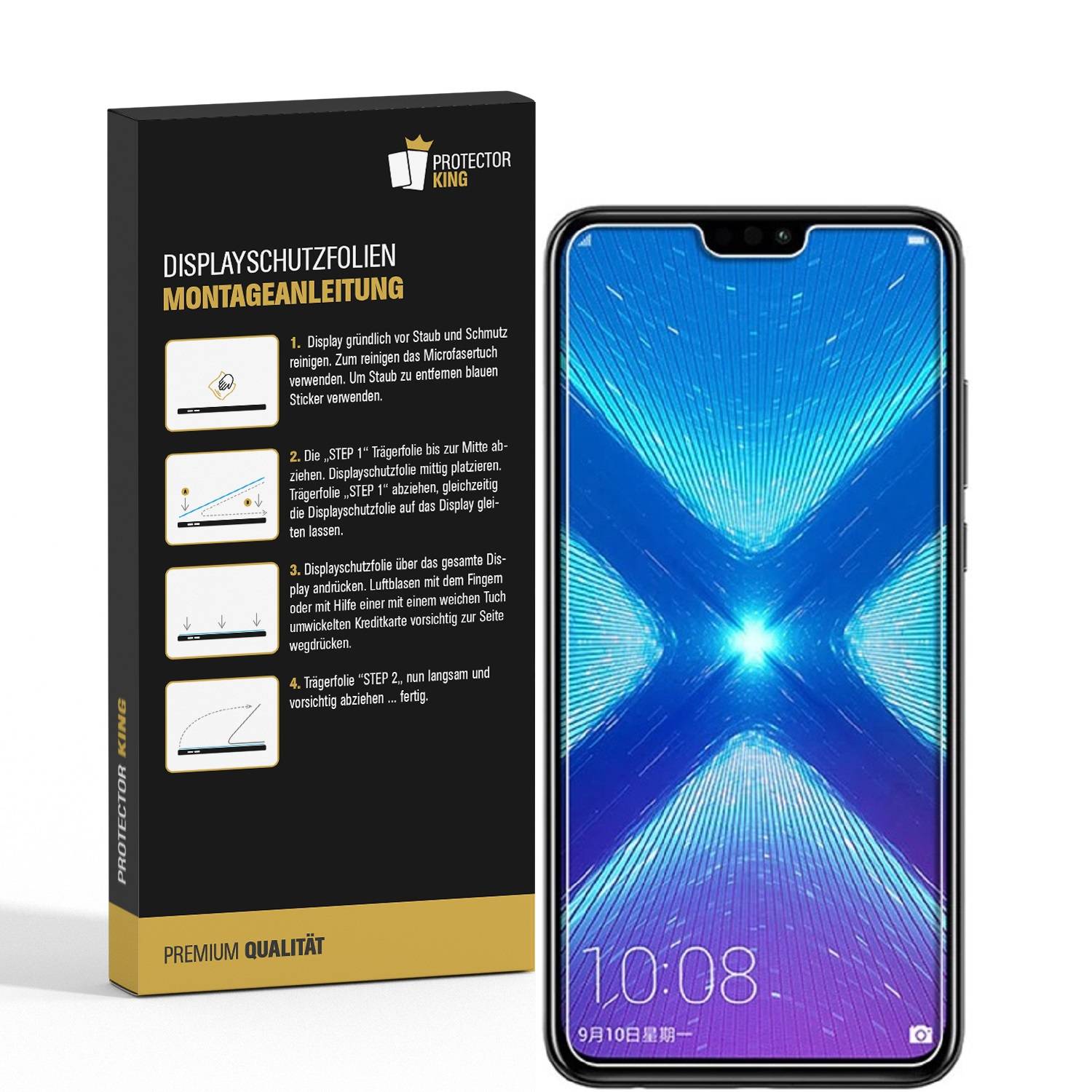 4x Displayschutzfolie für Huawei Honor 8X Displayfolie Schutzfolie HD KLAR