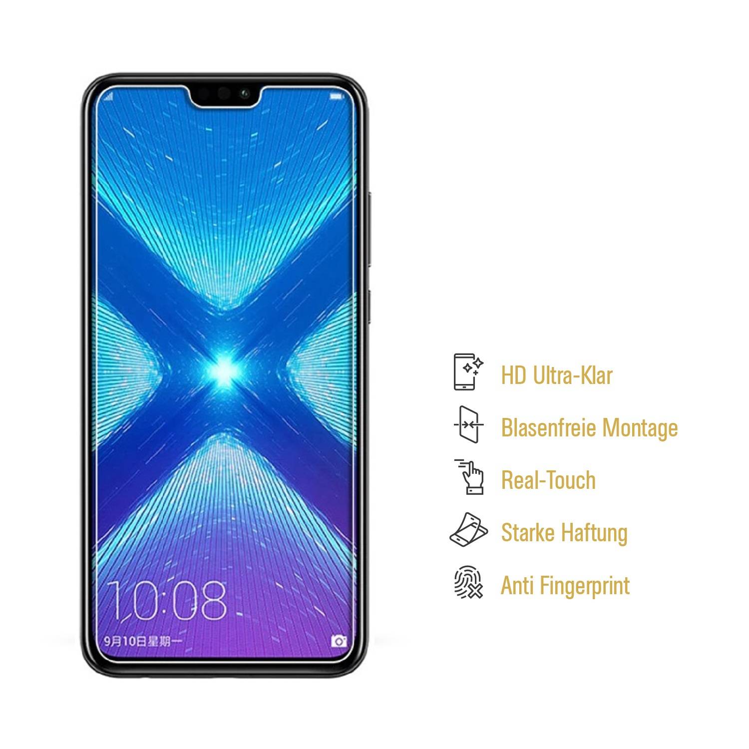2x Displayschutzfolie für Huawei Honor 8X Displayfolie Schutzfolie HD KLAR
