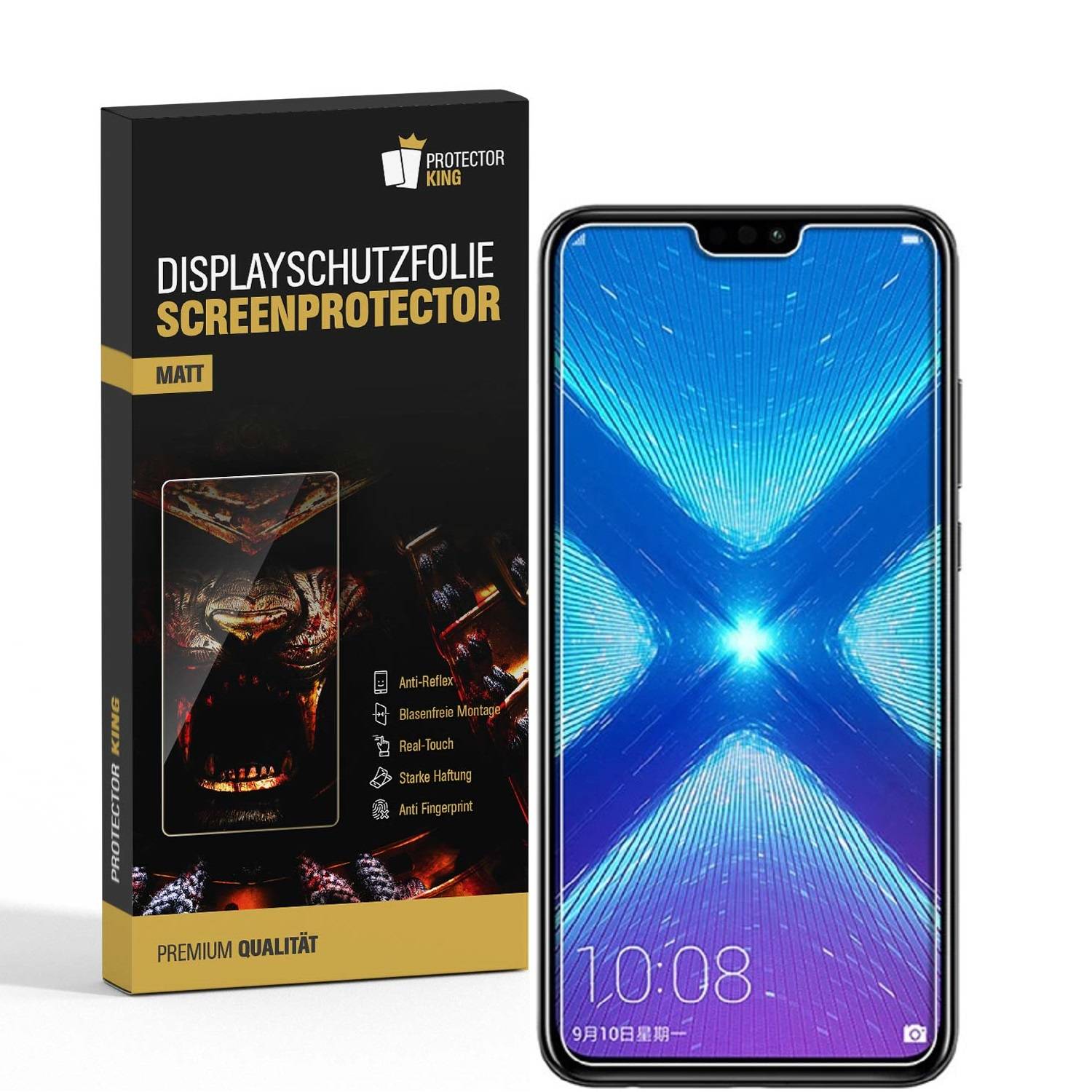 4x Displayschutzfolie für Huawei Honor 8X ANTI-REFLEX Displayfolie MATT