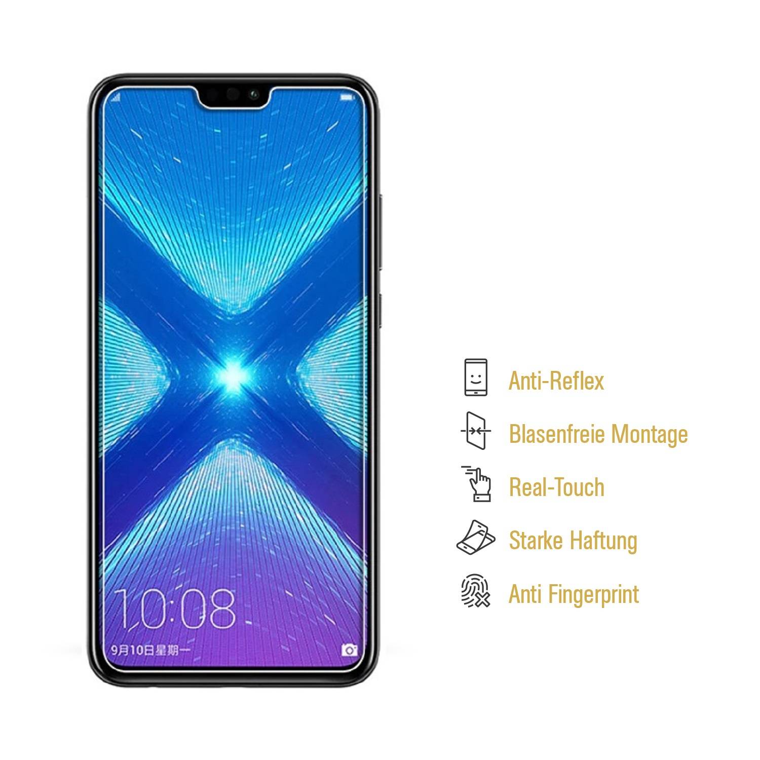 4x Displayschutzfolie für Huawei Honor 8X ANTI-REFLEX Displayfolie MATT