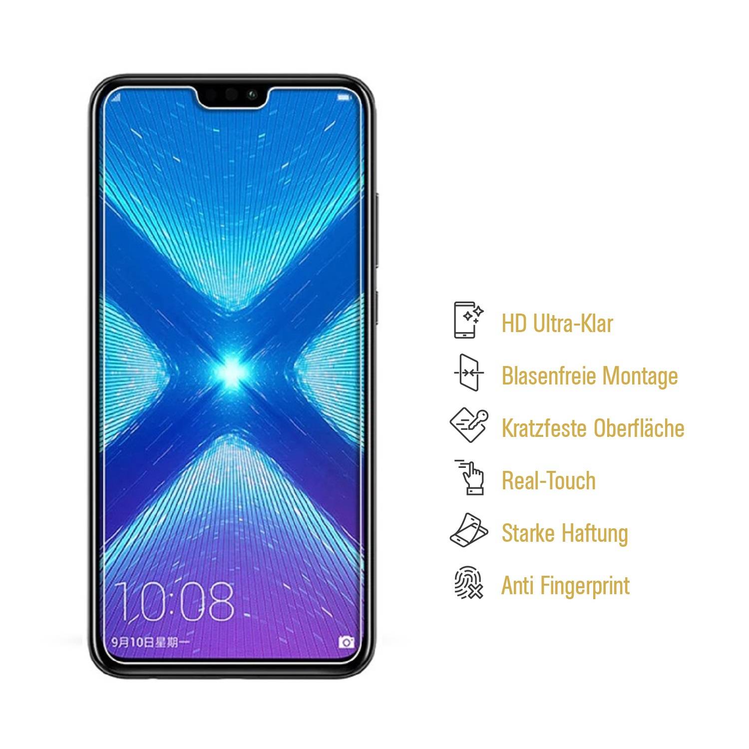 2x Panzerfolie für Huawei Honor 8X ANTI-SCHOCK Displayschutzfolie HD KLAR