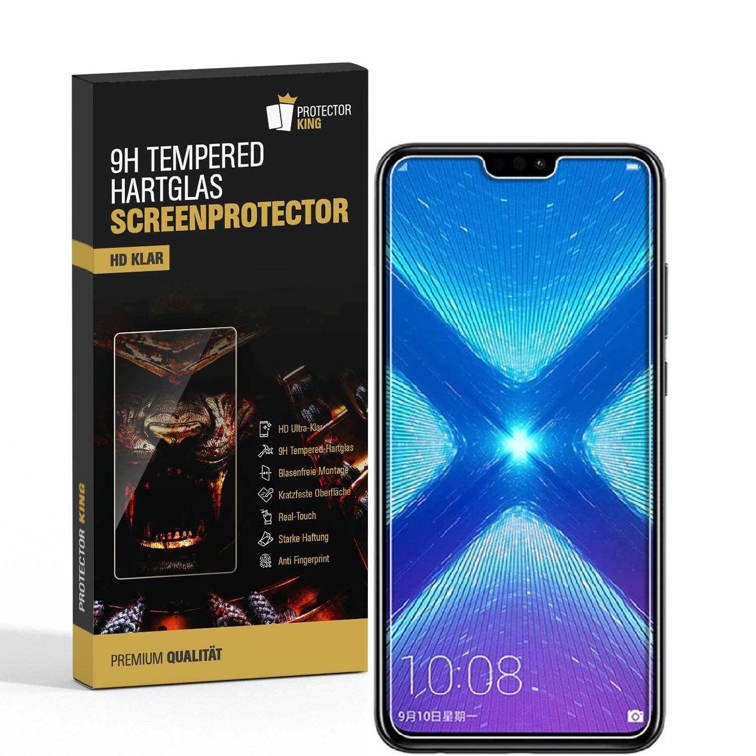 2x 9H Hartglasfolie für Huawei Honor 8X Panzerfolie Displayschutzfolie HD KLAR Panzerglas Schutzfolie