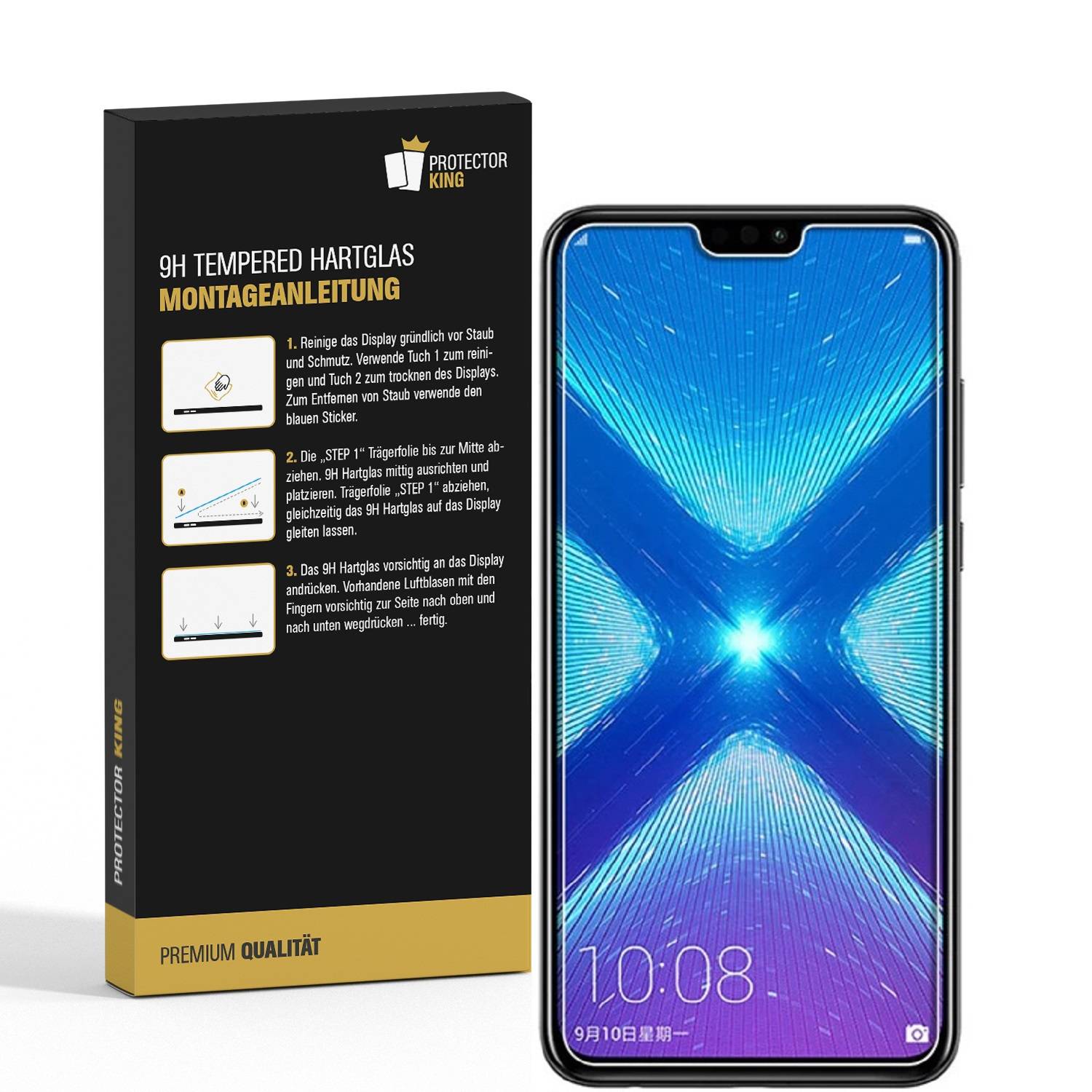 3x 9H Hartglasfolie für Huawei Honor 8X Panzerfolie Displayschutzfolie HD KLAR Panzerglas Schutzfolie