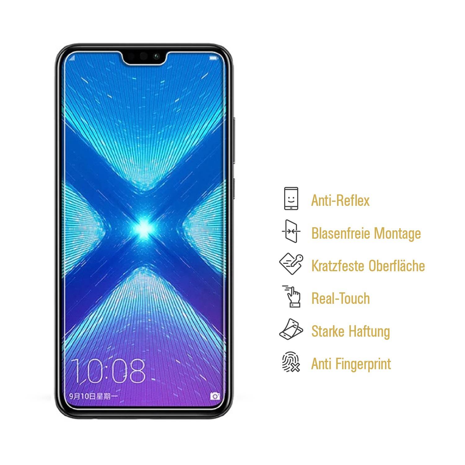 2x Panzerfolie für Huawei Honor 8X ANTI-SCHOCK Displayschutzfolie Antiglare MATT