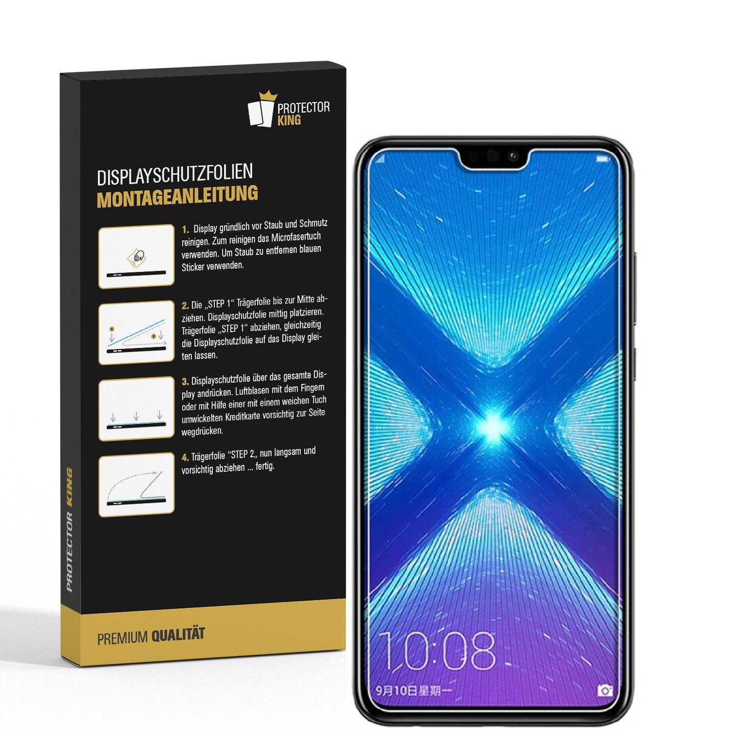 2x Panzerfolie für Huawei Honor 8X ANTI-SCHOCK Displayschutzfolie Antiglare MATT