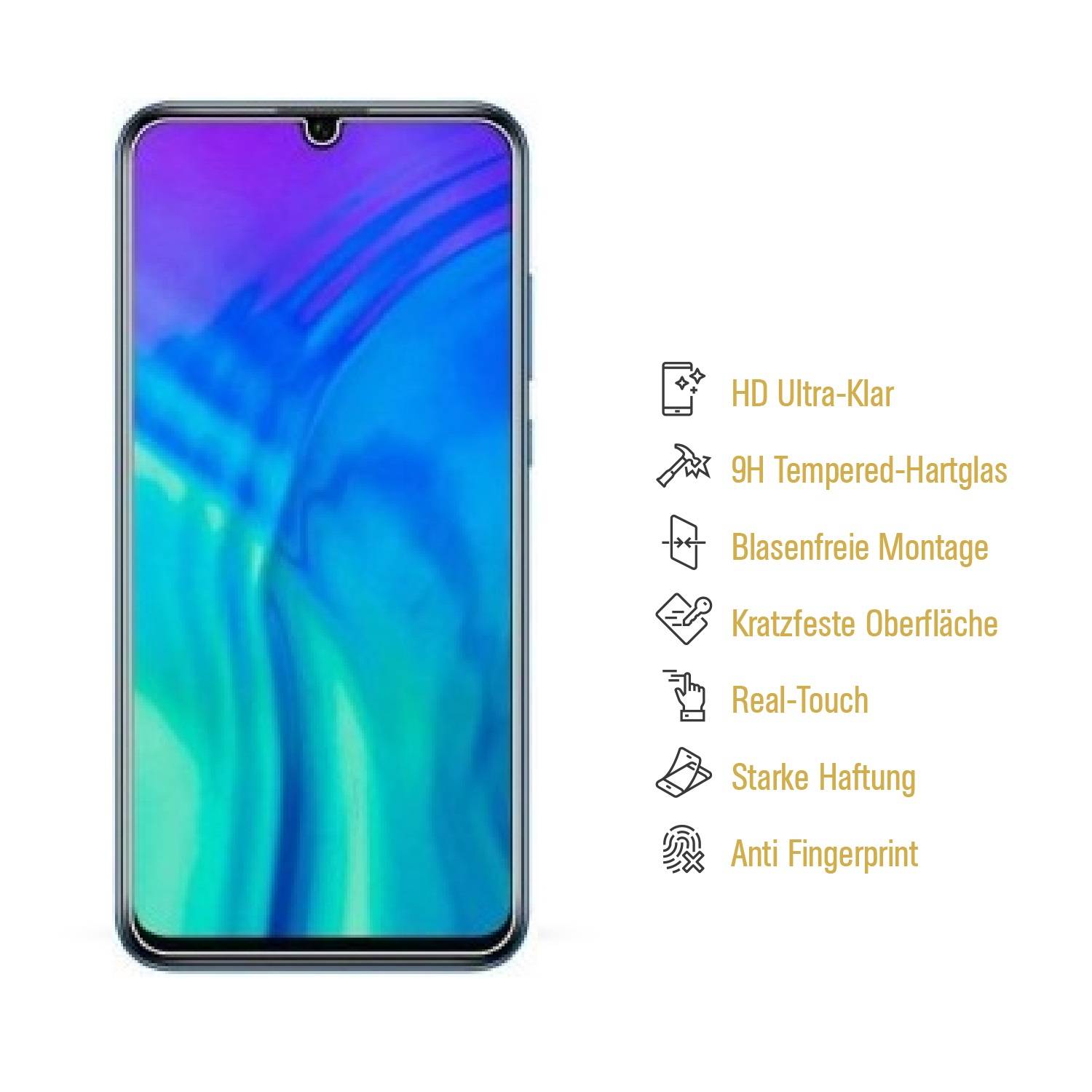 6x 9H Hartglasfolie für Huawei Honor 20 Lite Panzerfolie Displayschutzfolie KLAR