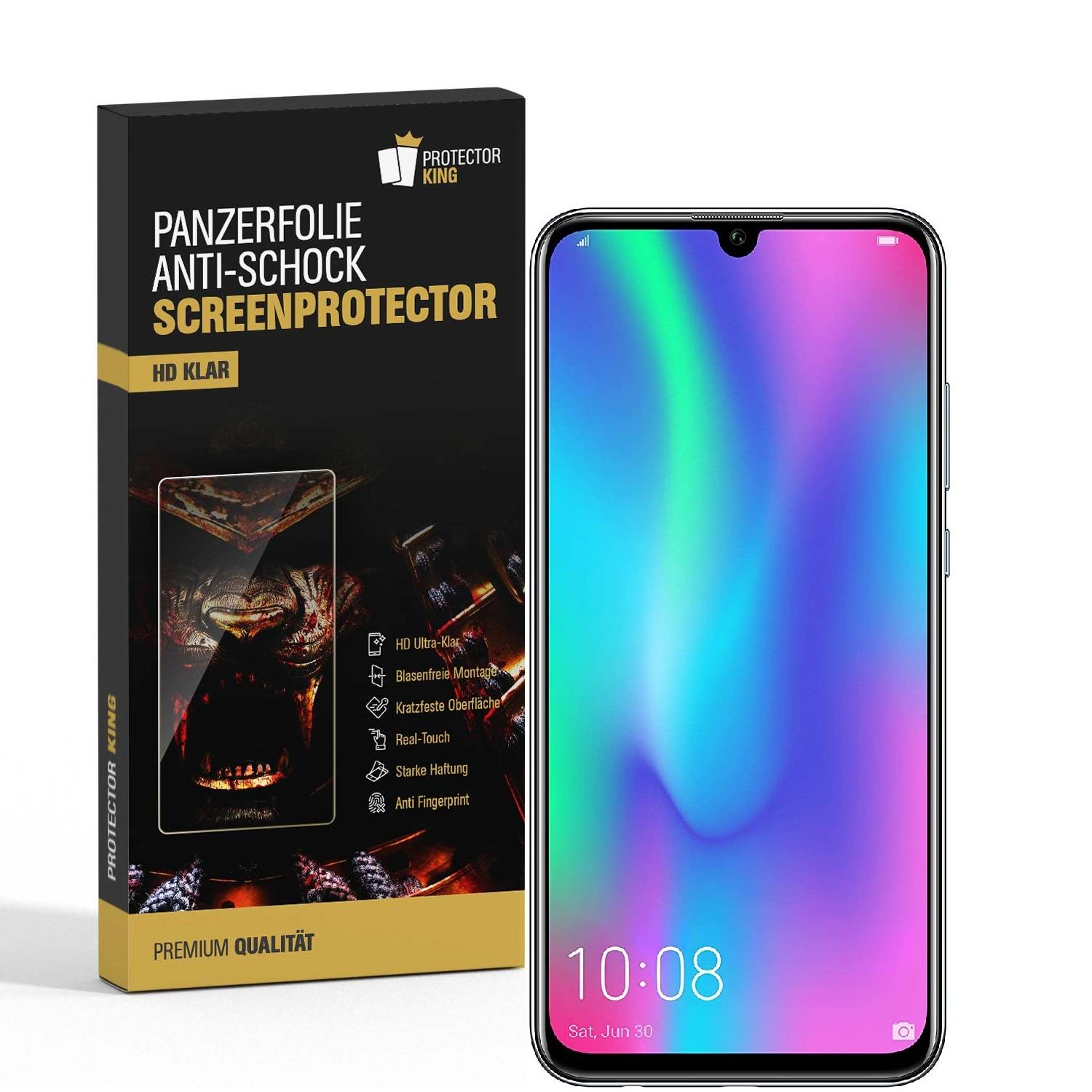 6x Panzerfolie für Huawei Honor 10 Lite ANTI-SCHOCK Displayschutzfolie HD KLAR