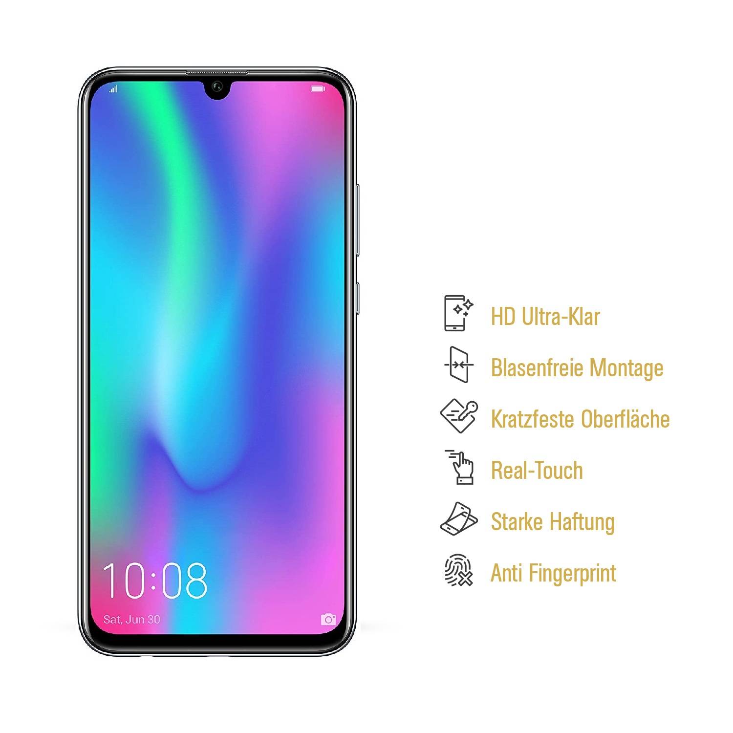 4x Panzerfolie für Huawei Honor 10 Lite ANTI-SCHOCK Displayschutzfolie HD KLAR