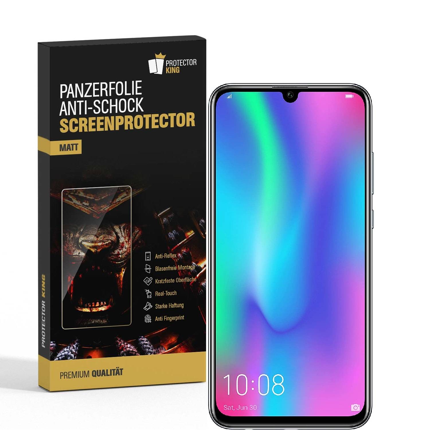 6x Panzerfolie für Huawei Honor 10 Lite ANTI-SCHOCK Displayschutzfolie MATT