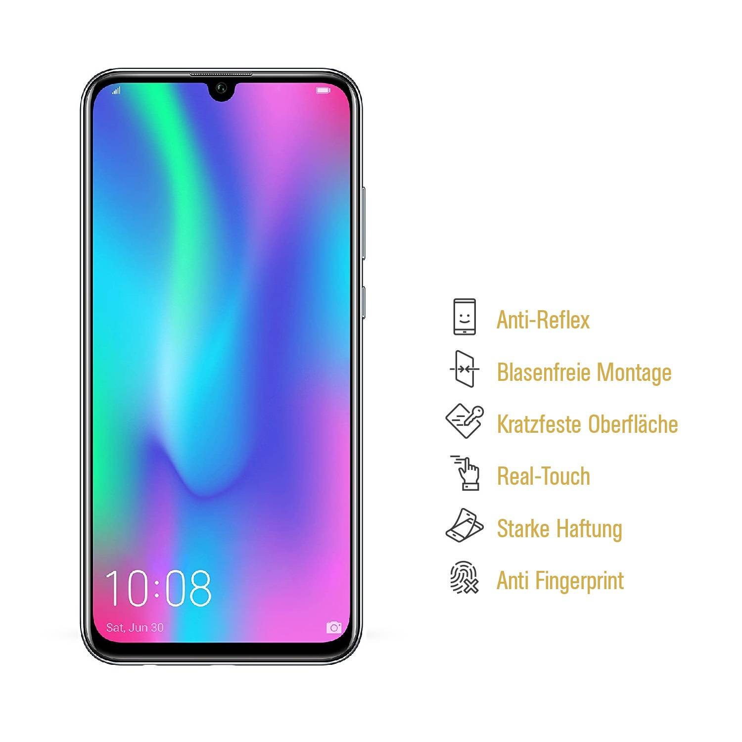 6x Panzerfolie für Huawei Honor 10 Lite ANTI-SCHOCK Displayschutzfolie MATT
